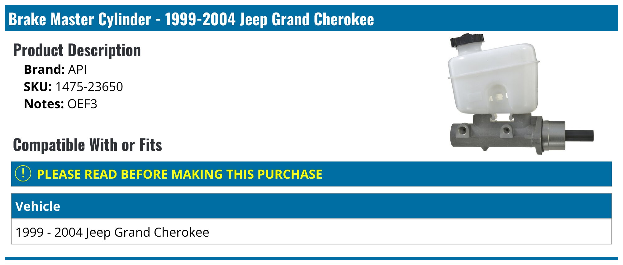 Brake Master Cylinder For 1995-2001 Jeep Cherokee - SKP Replacement Part 71626FP 5 thumbnail image