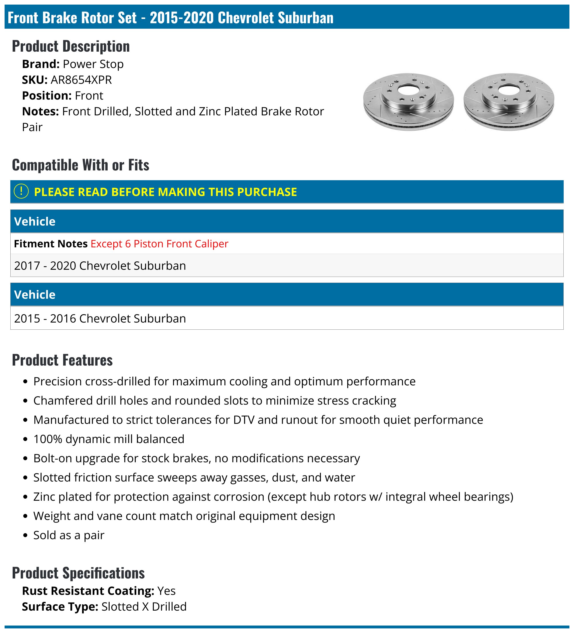 Power Stop JBR-981XPR Brake Rotors
