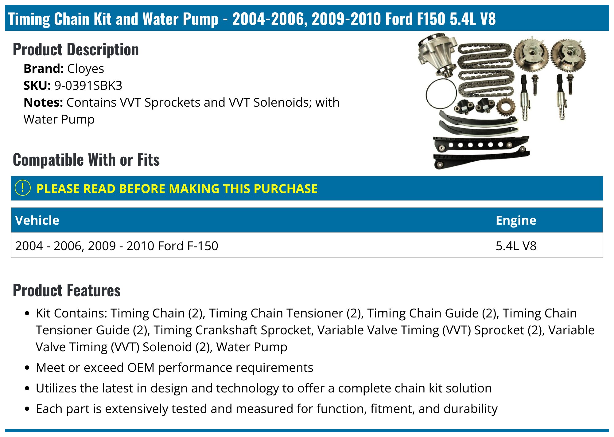Timing kit recommendations for 2003 F150 5.4 swap