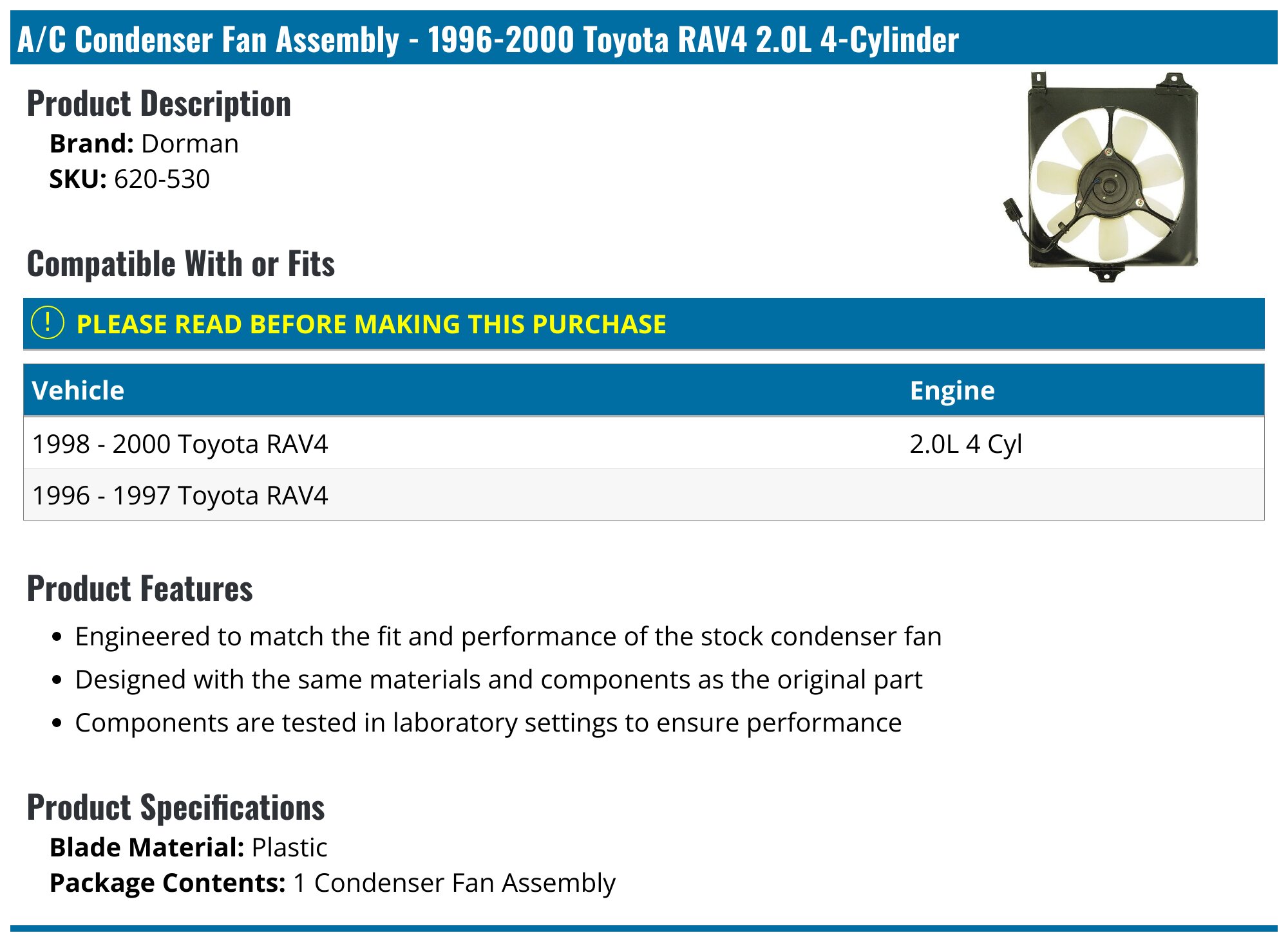 CND40068 New Replacement A/C Condenser Fits 1996-2000 Toyota RAV4