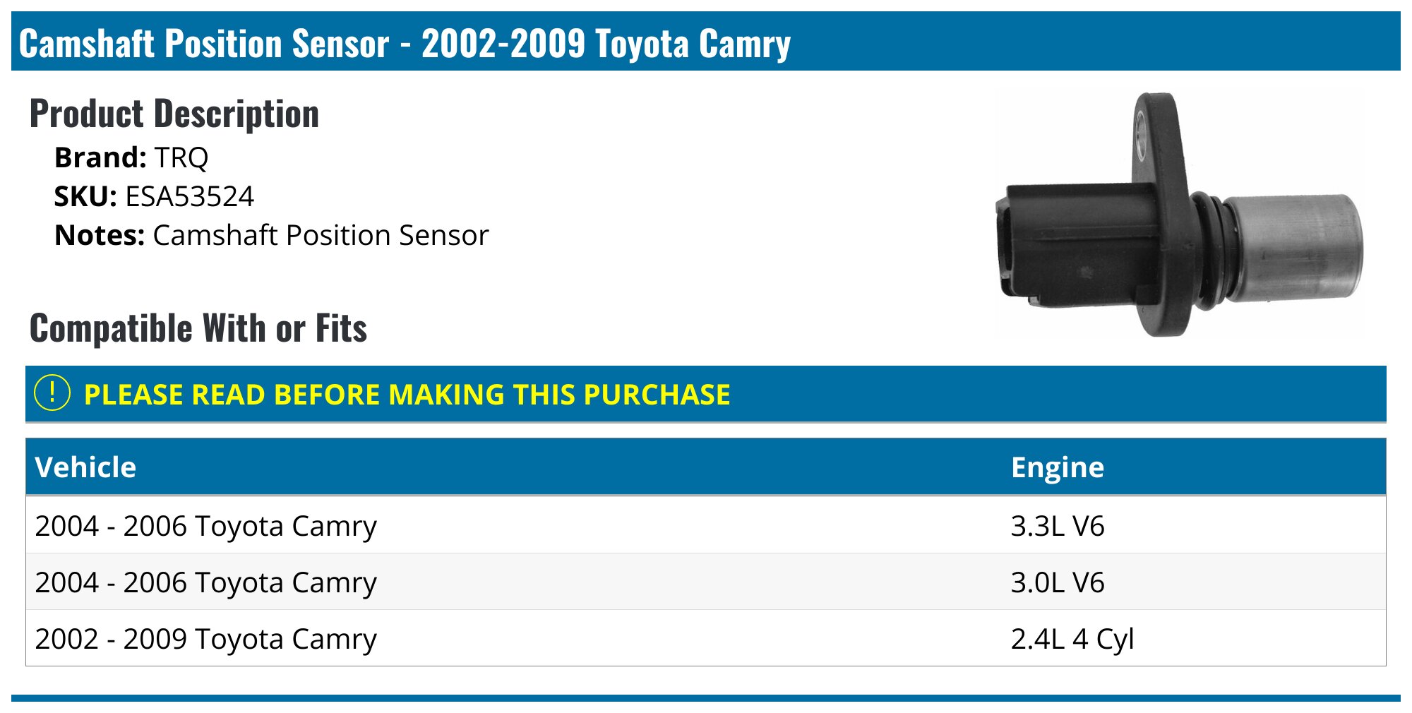 Surprising 2011 Toyota Camry Camshaft Position Sensor Location Images