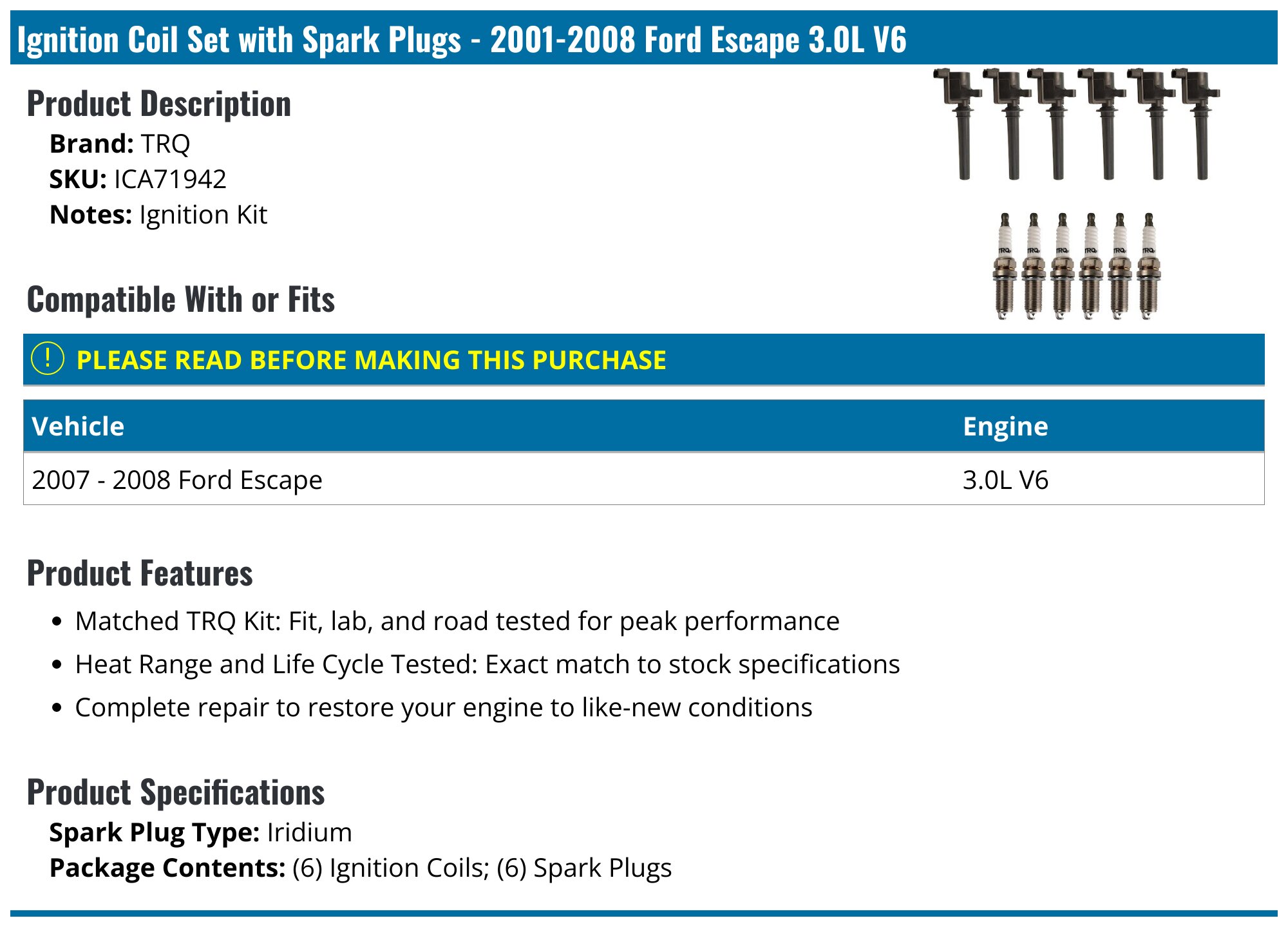 2001-2011 Ford Escape Ignition Coil - United Automotive COP-11