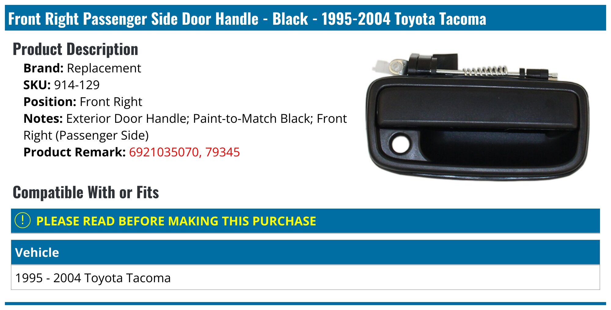 Car Door Handles Replacement | Interior & Exterior Car Door Handle