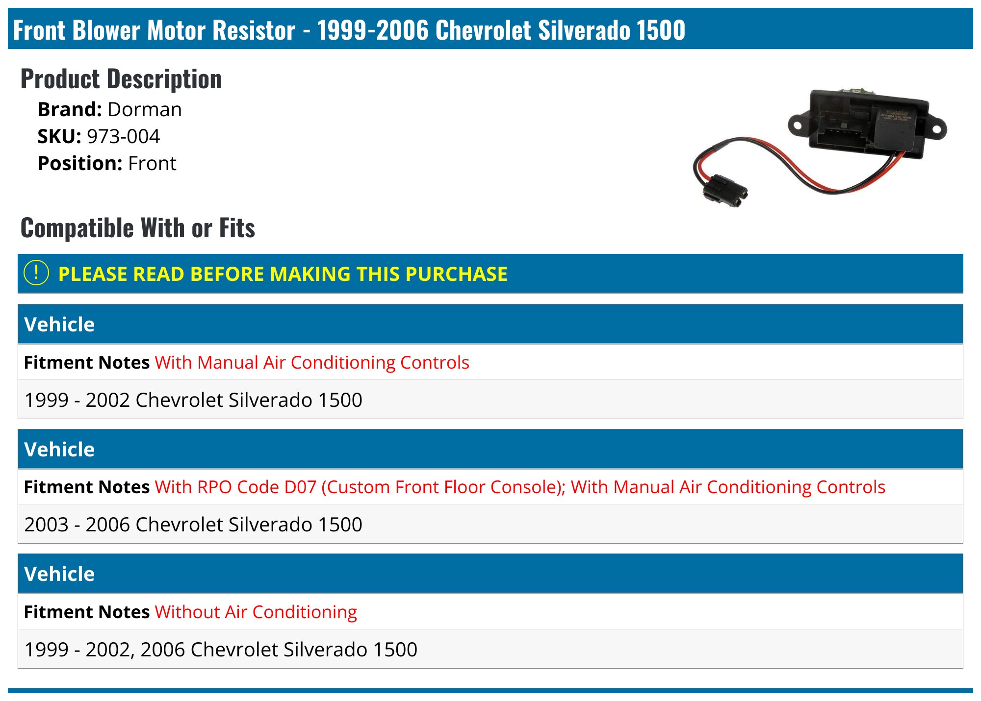 Blower Motor and Resistor HVAC Fit For 1999 2000-2007 Chevrolet Silverado 1500