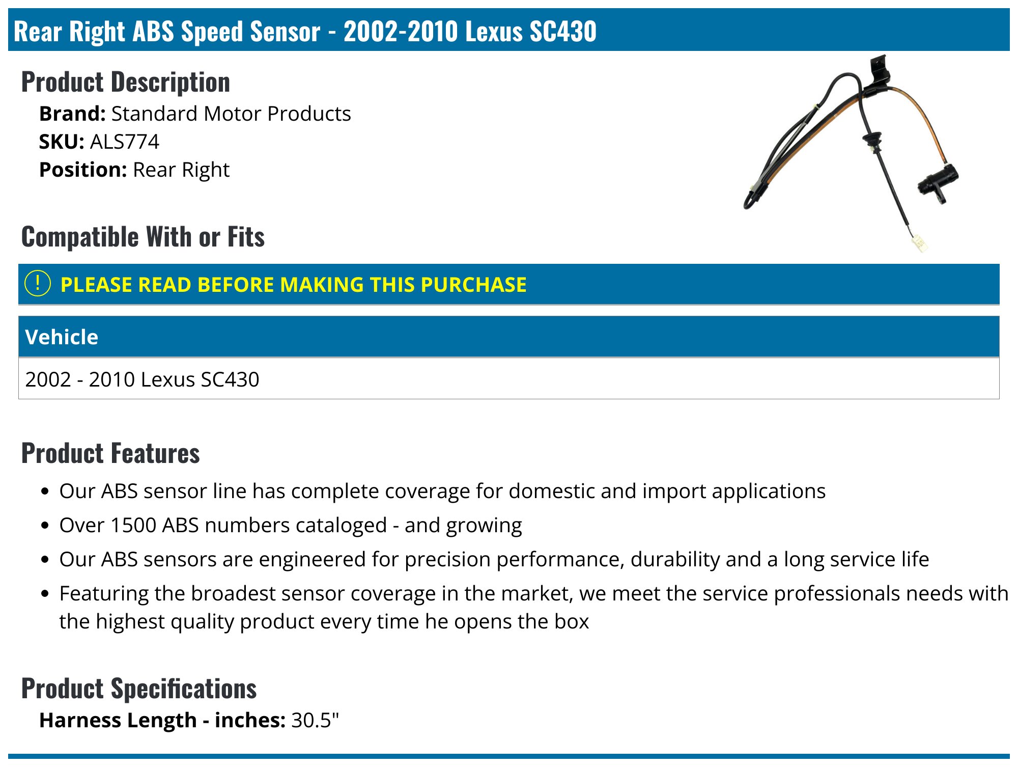 Lexus Ct Abs Wheel Speed Sensor Lexus Ct Abs Wheel Speed Sensor