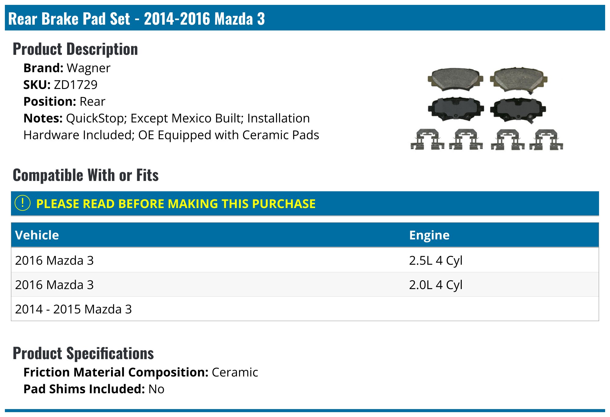 MAX Advanced Brakes - Brake Kit For 2014-2016 Mazda 3 (Mexico