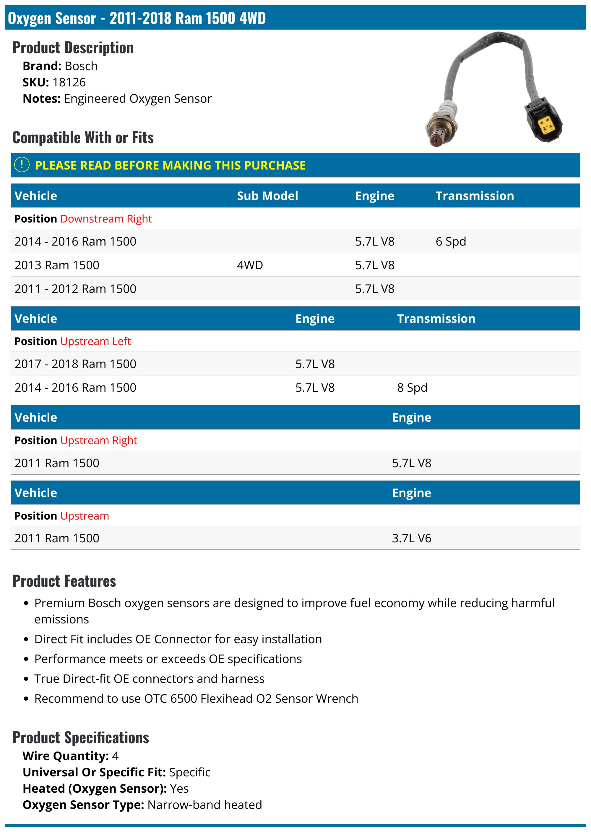 Bosch Direct Fit Oxygen Sensor 18126 | O'Reilly Auto Parts