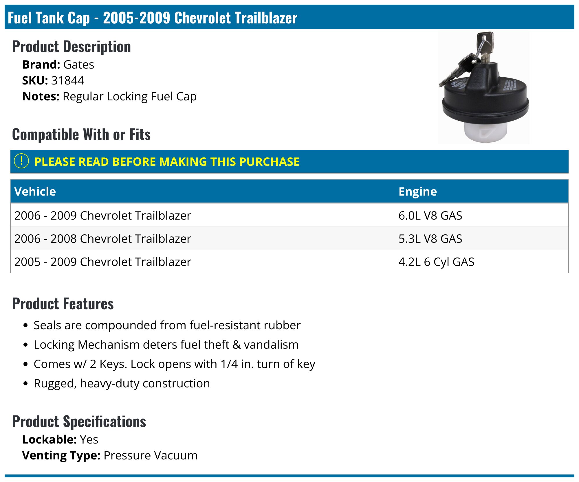 Gates Engine Coolant Thermostat For 1996-2005 Chevrolet Blazer 4.2L 4...