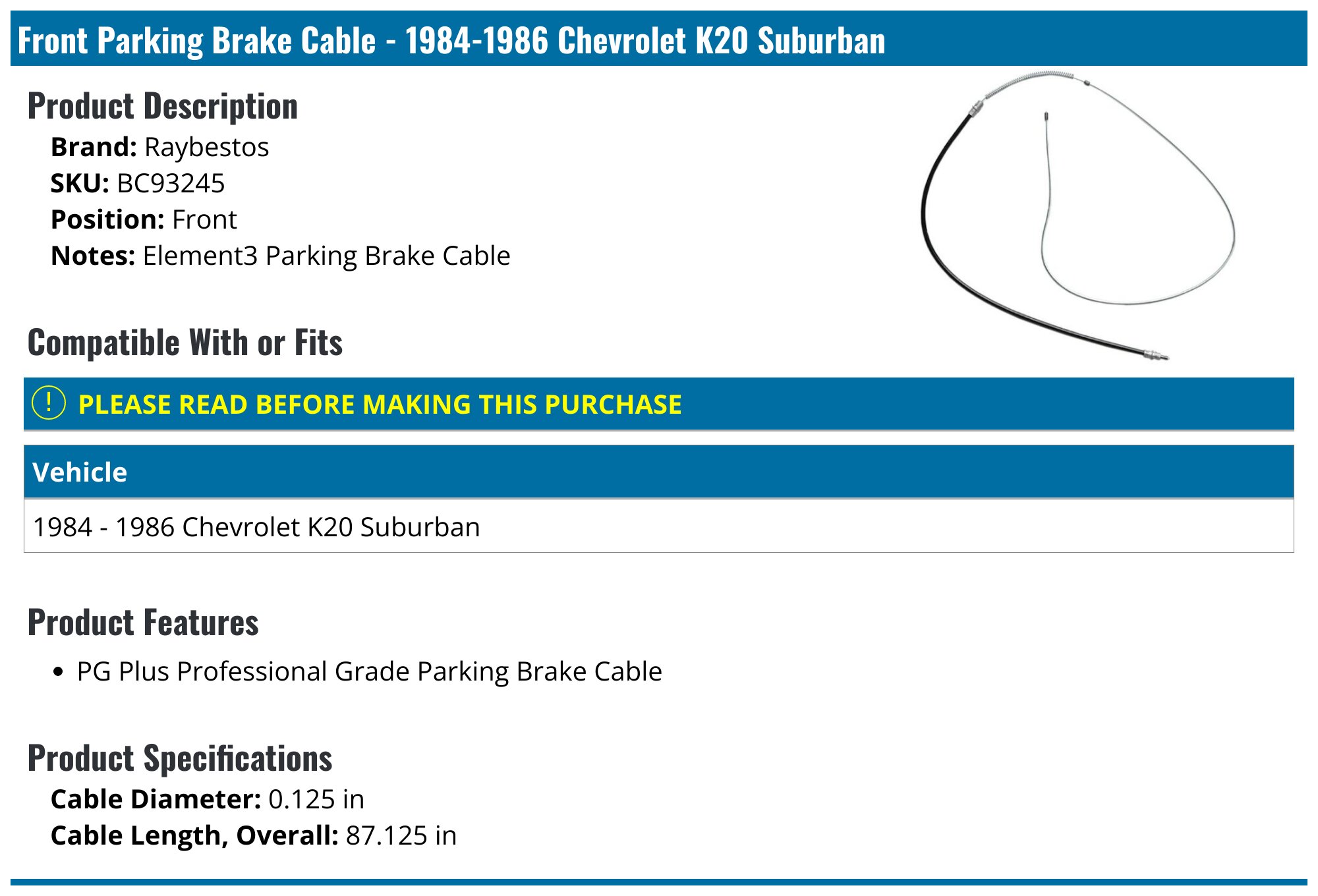 C93245 Parking Brake Cable Dorman - First Stop Canada – Capital