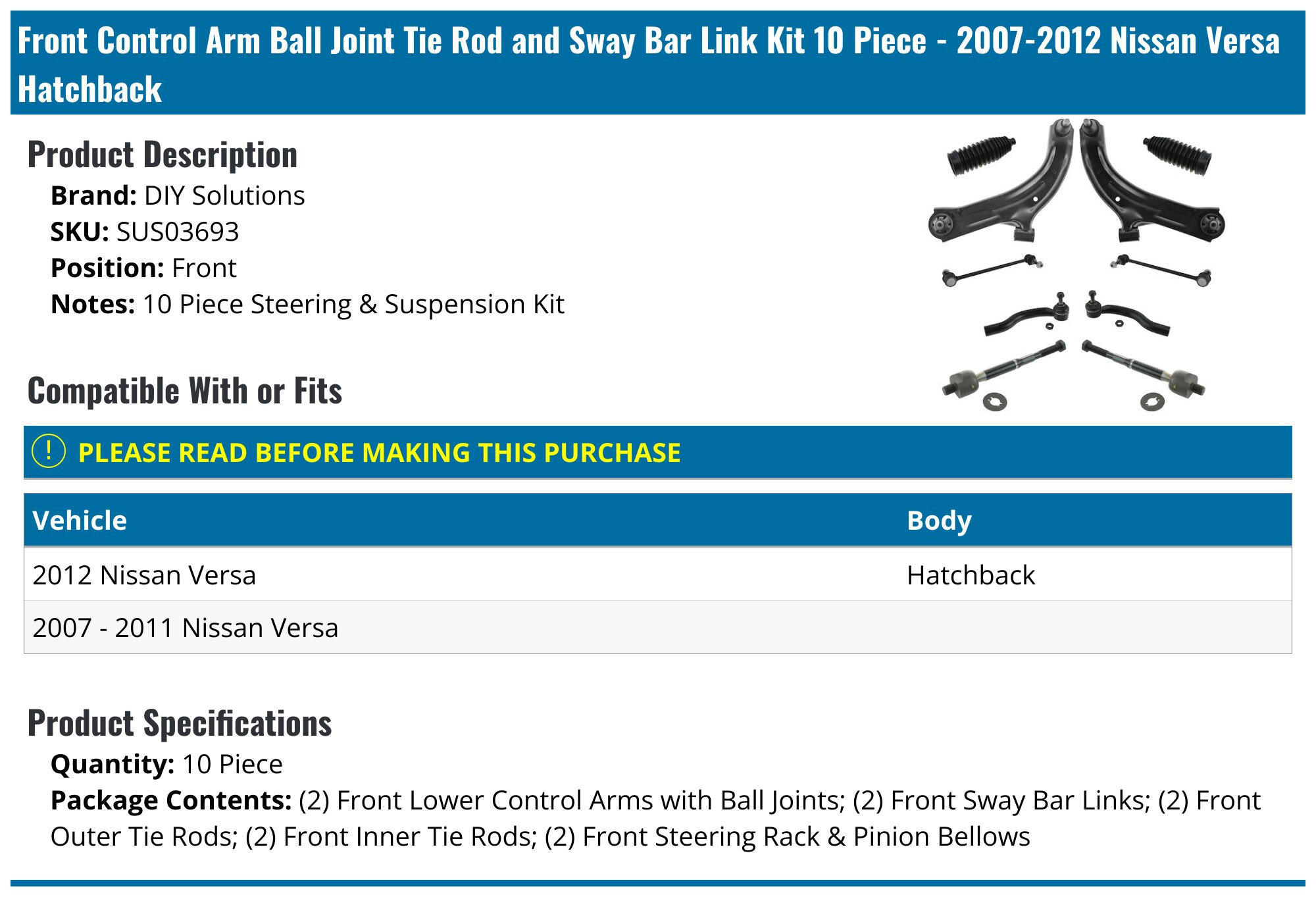 Nissan Micra Suspension TOR Front Right Lower Control Arm With Ball Joint For Nissan Micra, Versa, Note - Passenger Side Replacement Front Right Passenger Side Control Arm