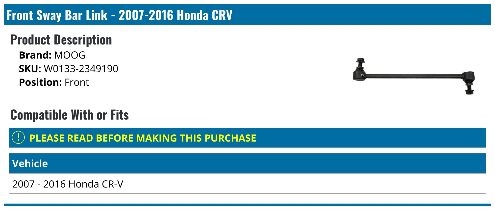 Rear Sway Bar Bushing Kit For 1997-2001 Honda CR-V - API 67148FH Stabilizer Bar Bushing Set, 12-Month Warranty 3 thumbnail image