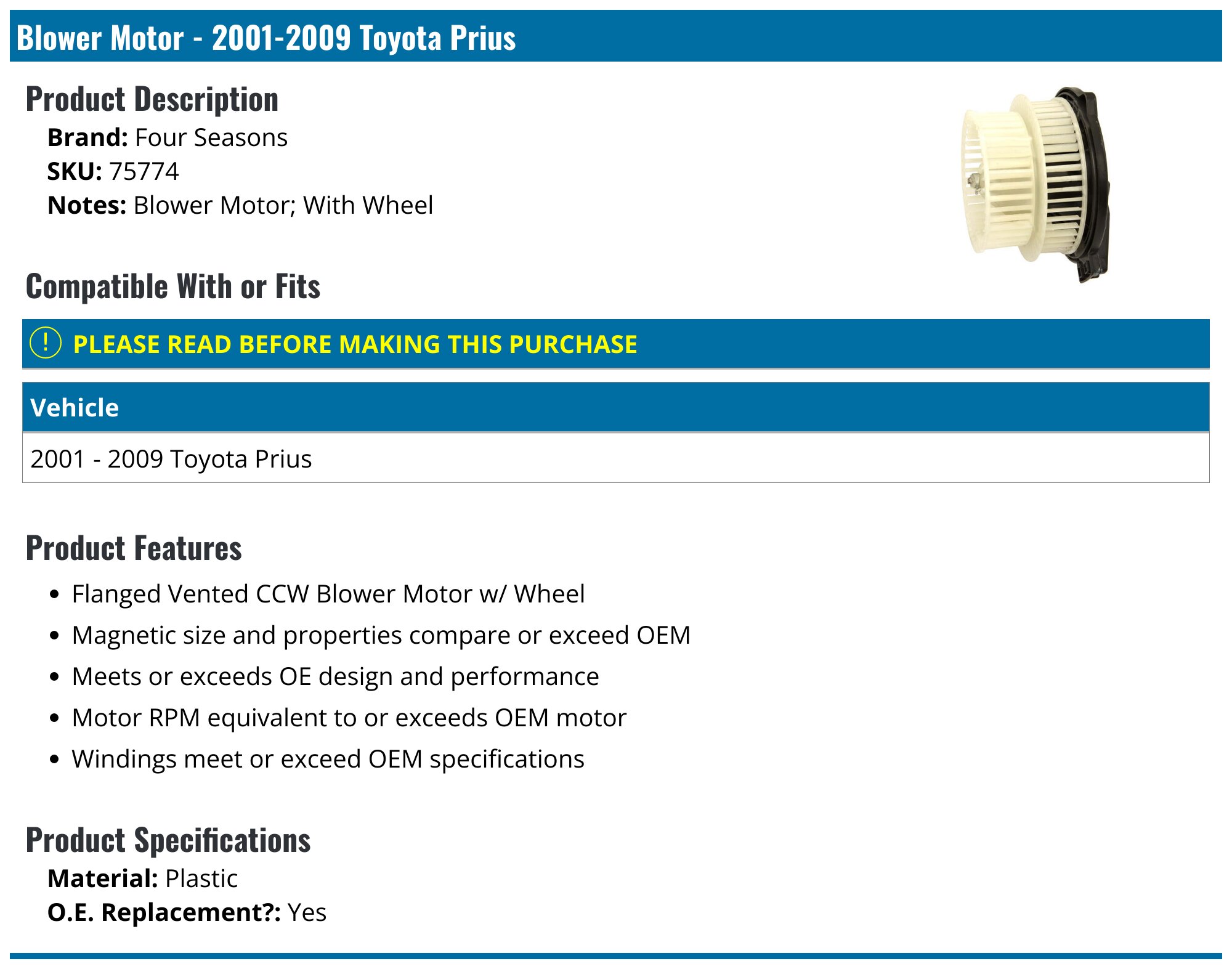 SCITOO HVAC Heater Blower Motor With Fan Cage Front 700153 For Toyota For Prius L4 1 5l 2001 2002 2003 2004 2005 2006 2007 2008 2009