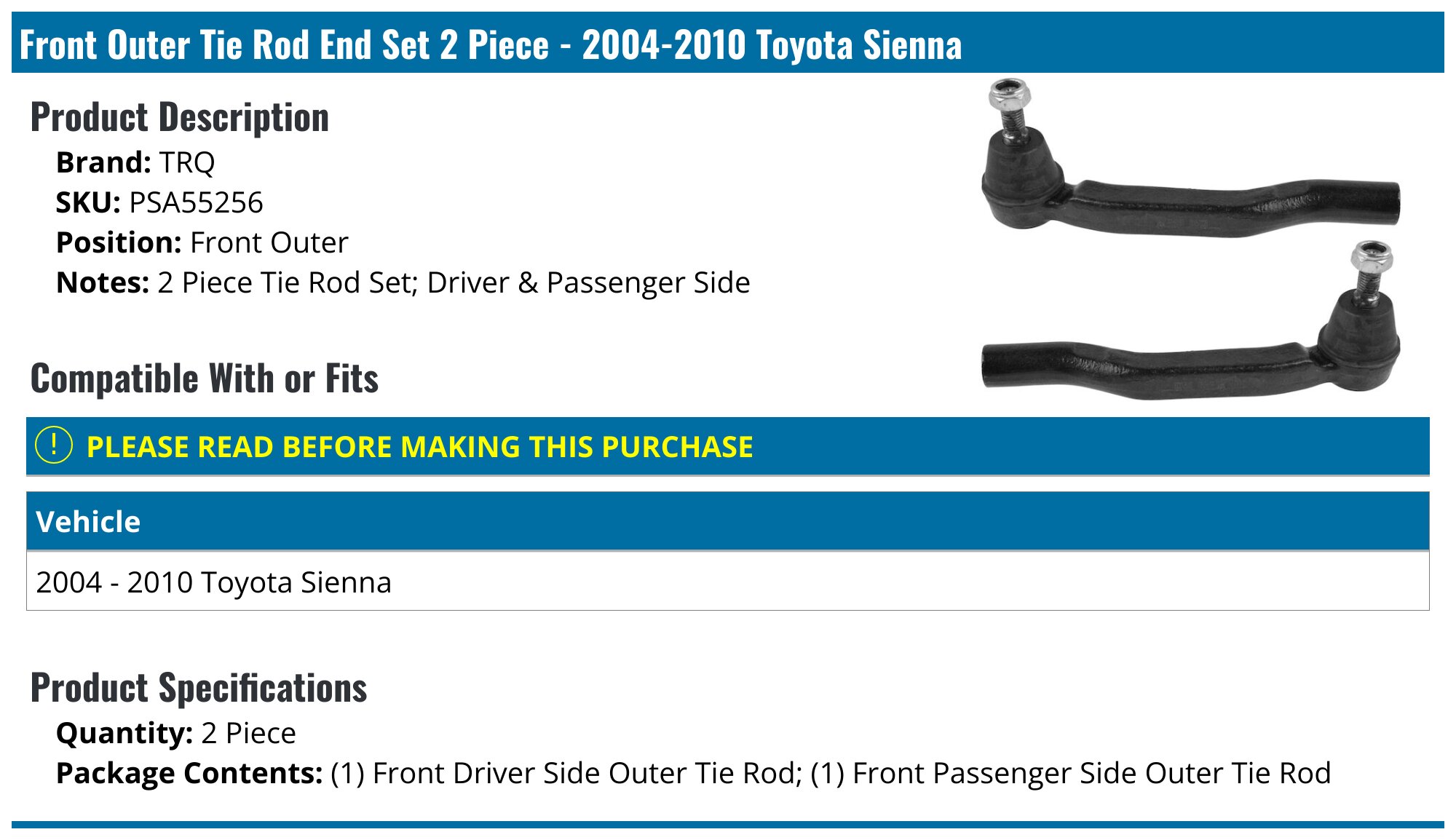 Detroit Axle - AWD 7pc Steering Shaft Kit for 2004-2010 Toyota Sienna