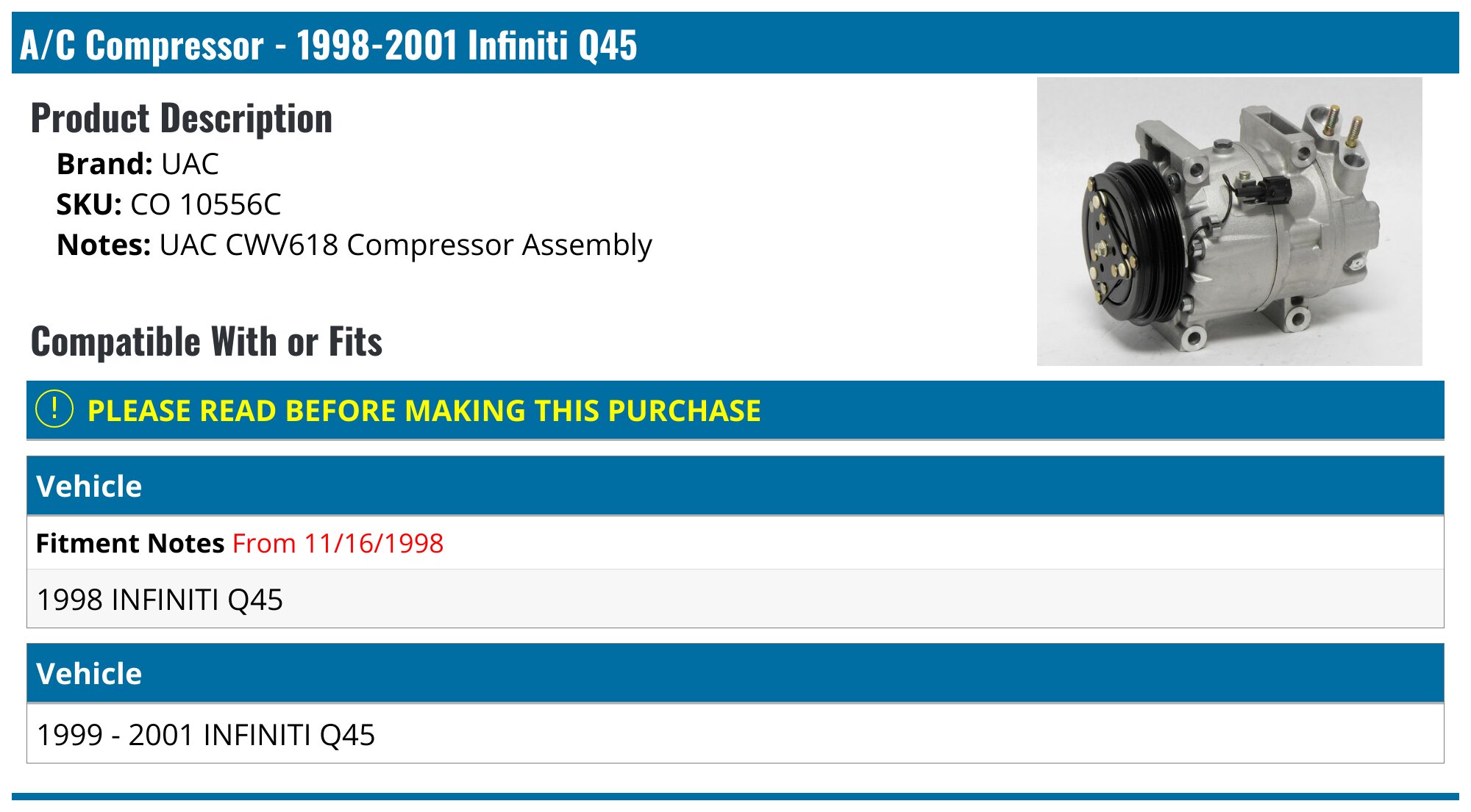 UAC EX 10556C AC Expansion Valve - Ca
