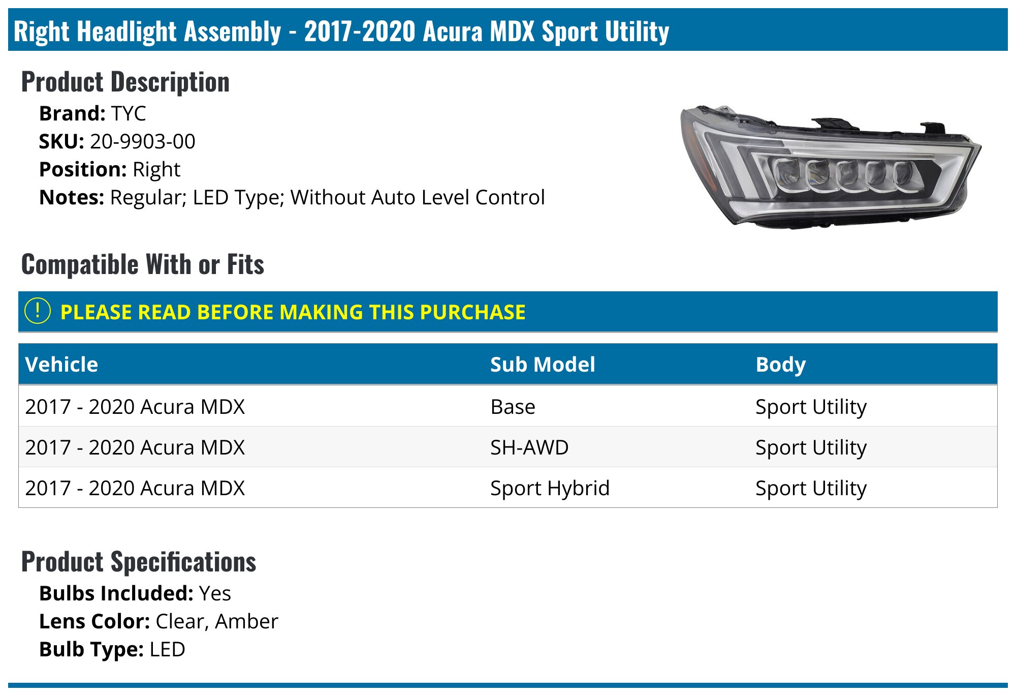 Faro Derecho Acura Mdx 2017-2020 | Meses Sin Interés - Foto 10
