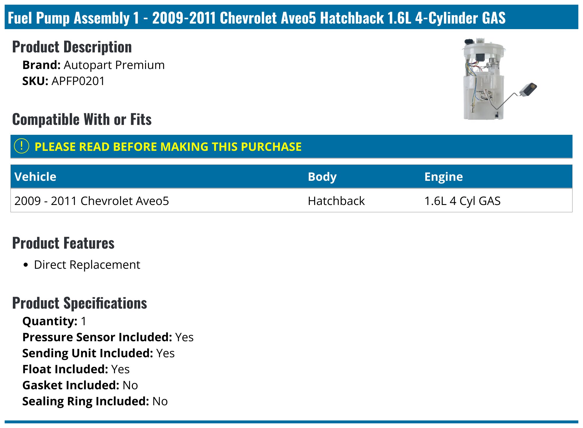 Catalyseur pour Chevrolet Aveo, Pontiac G3, Swift 2009 à 2011 4cyl 1.6L