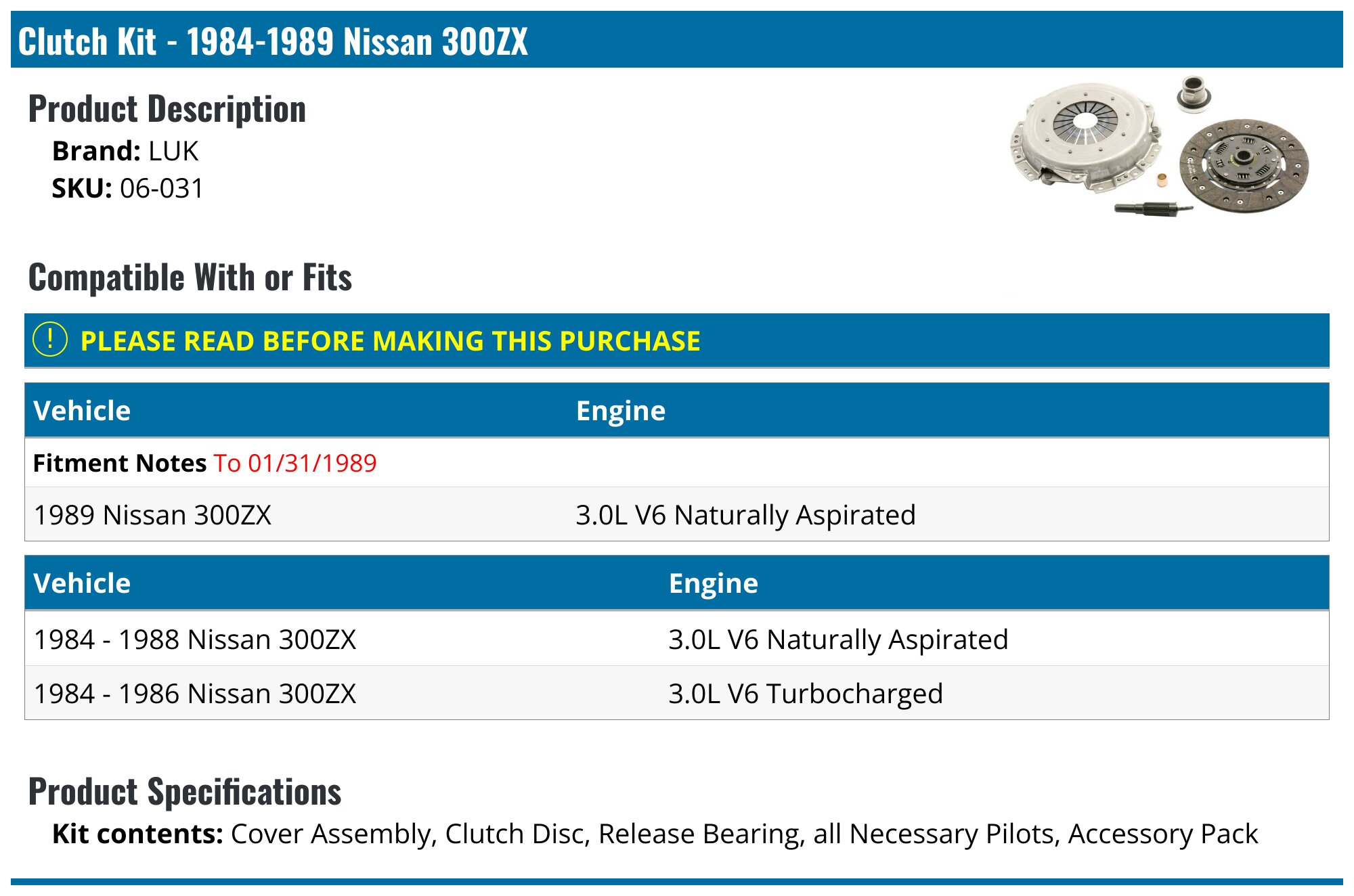 Txx30x　8台セット Nissan 300ZX Clutch - Clutch Kits - LUK Exedy Valeo Perfection