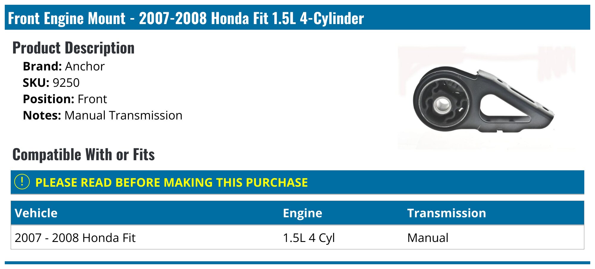 Honda Fit Engine Mount - Motor Mounts - Autopart Premium