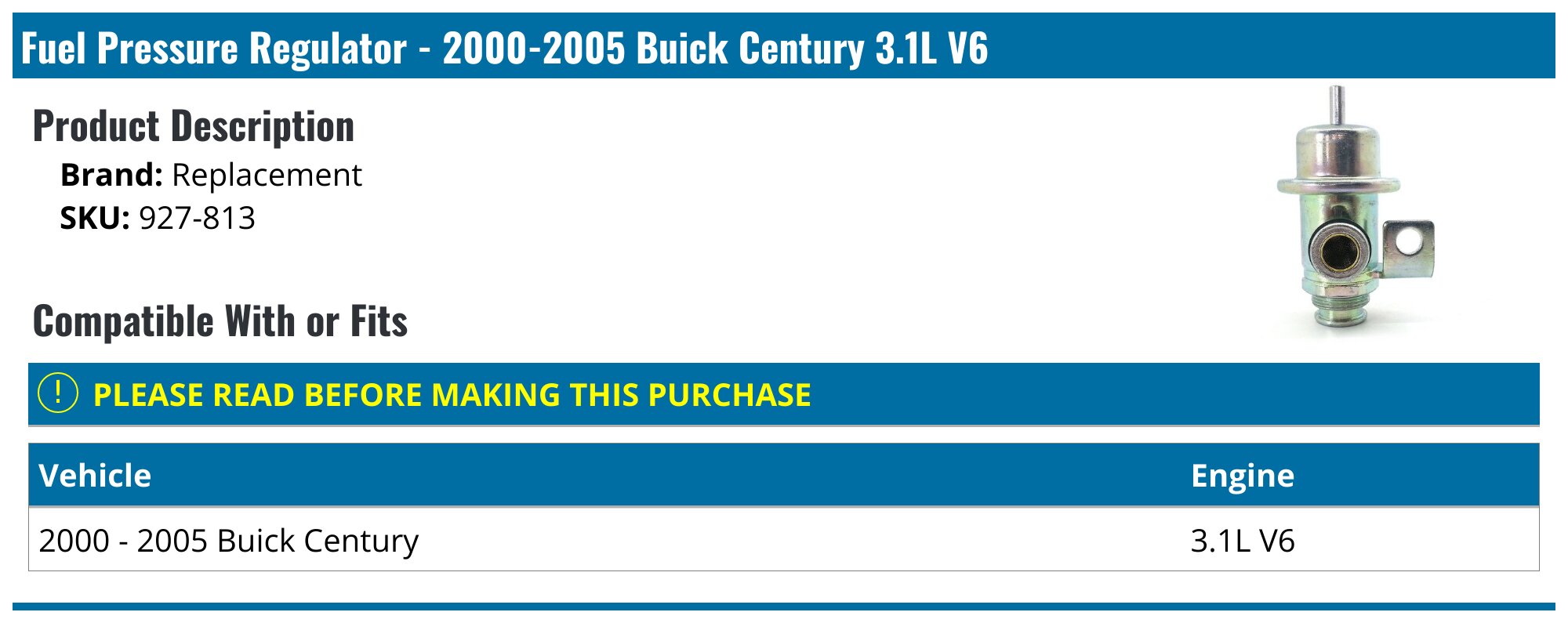 Fuel Pressure Regulator for Chevrolet Beretta Cavalier Lumina Corsica Buick Skylark Century