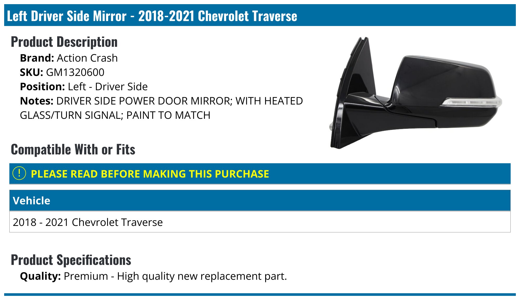 Terrific 2019 Chevy Traverse Driver Side Mirror Photos