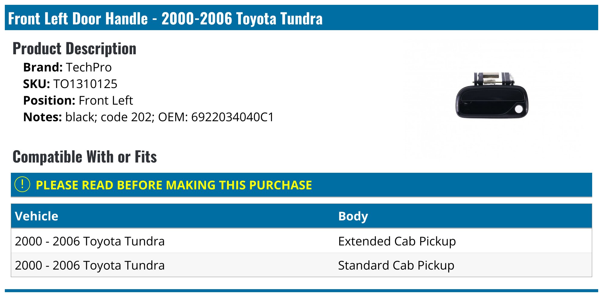 For 2007-2020 TOYOTA TUNDRA Chrome 4 Door Handle W/O Passenger Keyhole Cover US