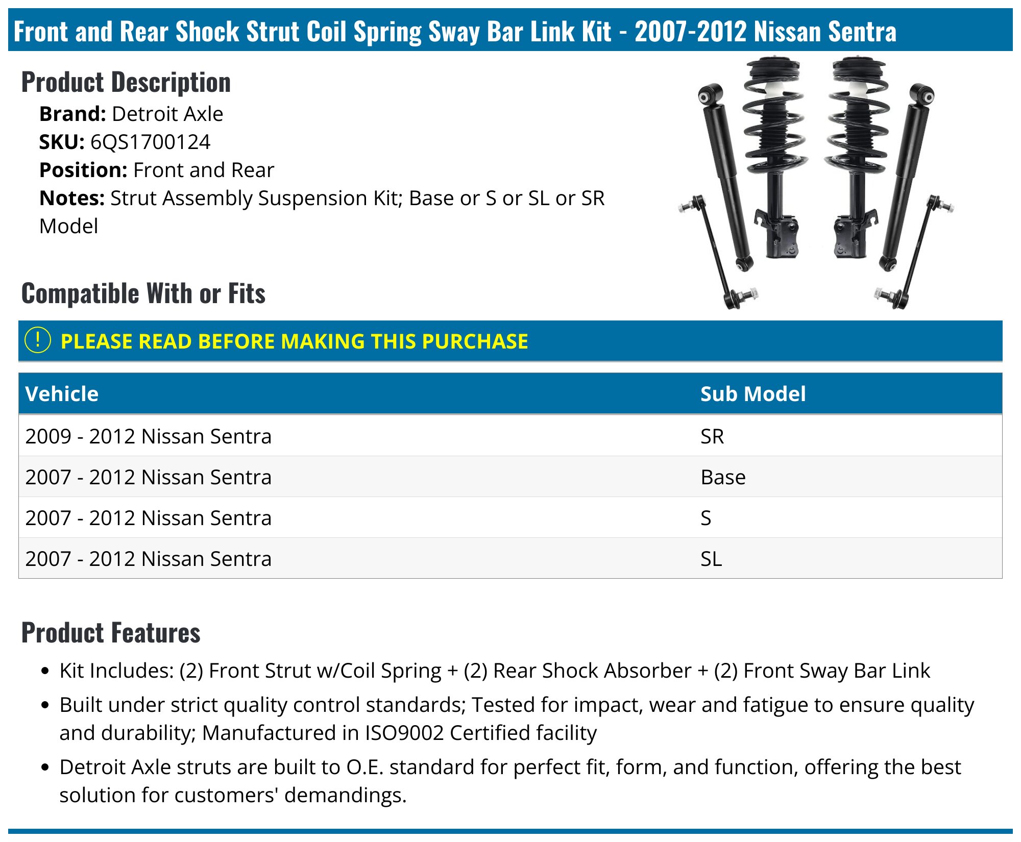 KUIPERAUTO Front and Rear Struts Complete Assembly Ghana