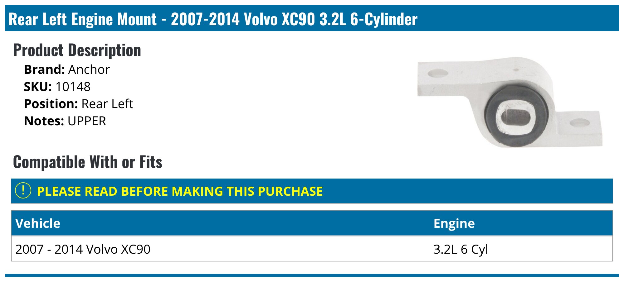 Volvo XC90 Engine Mount - Motor Mounts - Professional Parts Sweden ...