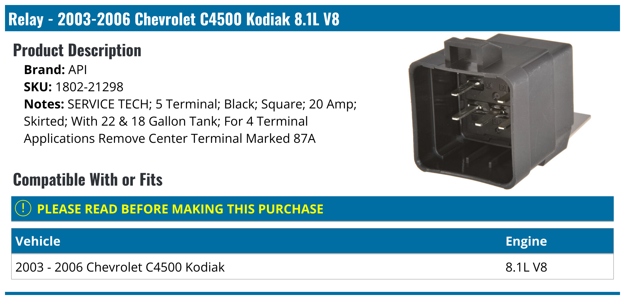 20032006 Chevrolet C4500 Kodiak Relay API 2589607632037