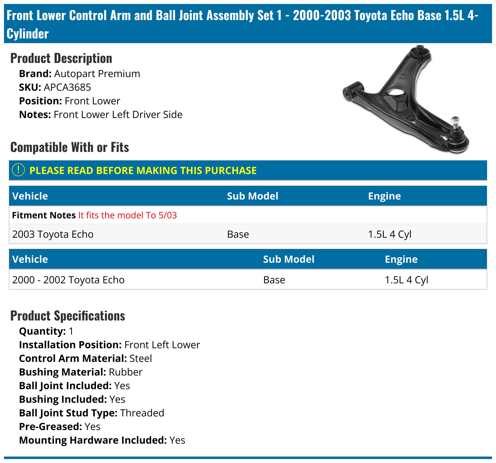 4pc Front Lower Control Arms w/ Ball Joints Kit for 2000 2001 Jeep Cherokee