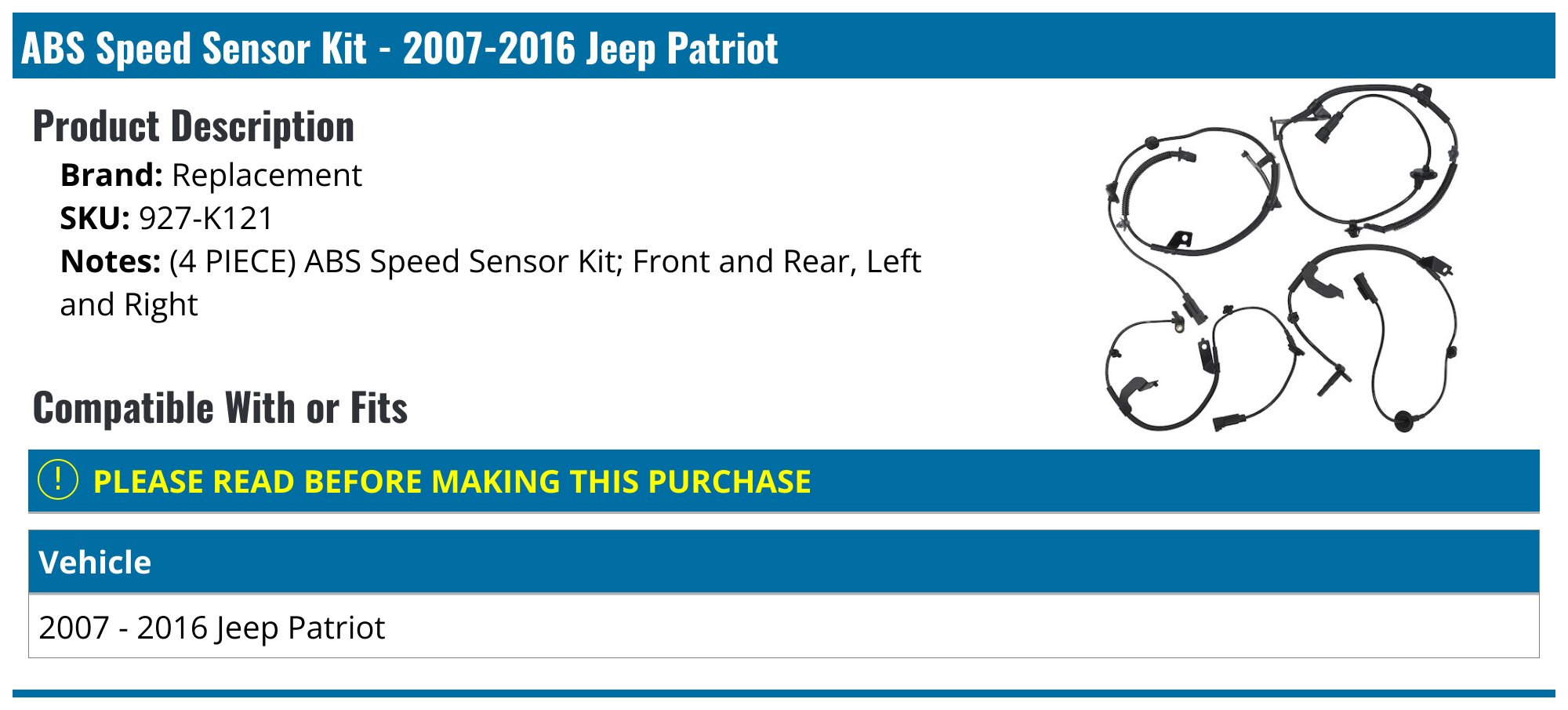ABS Sensor Wheel Speed For Peugeot 307 2.0 Rear Lemark 4545.F6 ABS Sensor Wheel Speed For Peugeot 307 2.0 Rear Lemark 4545.F6