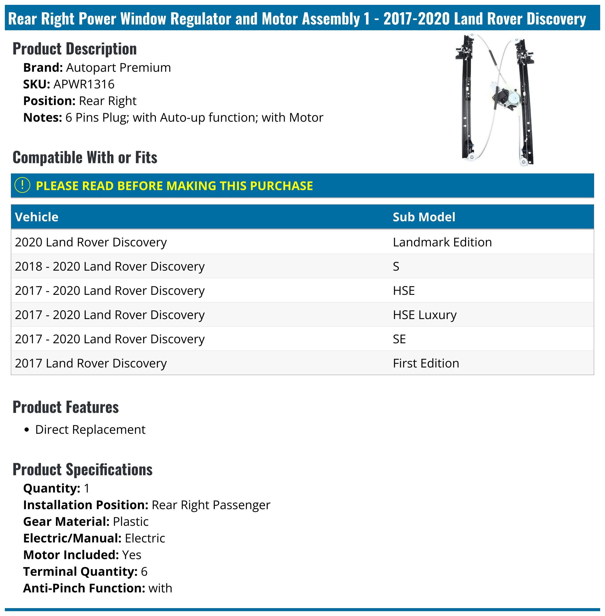 Freelander Body Moldings & Trims For Land Rover Land Rover Discovery 2 D-Pillar Window Trim - Right Passenger Side, Black, Genuine Part DDG100381 Discovery 2 Rain Gutter Panels