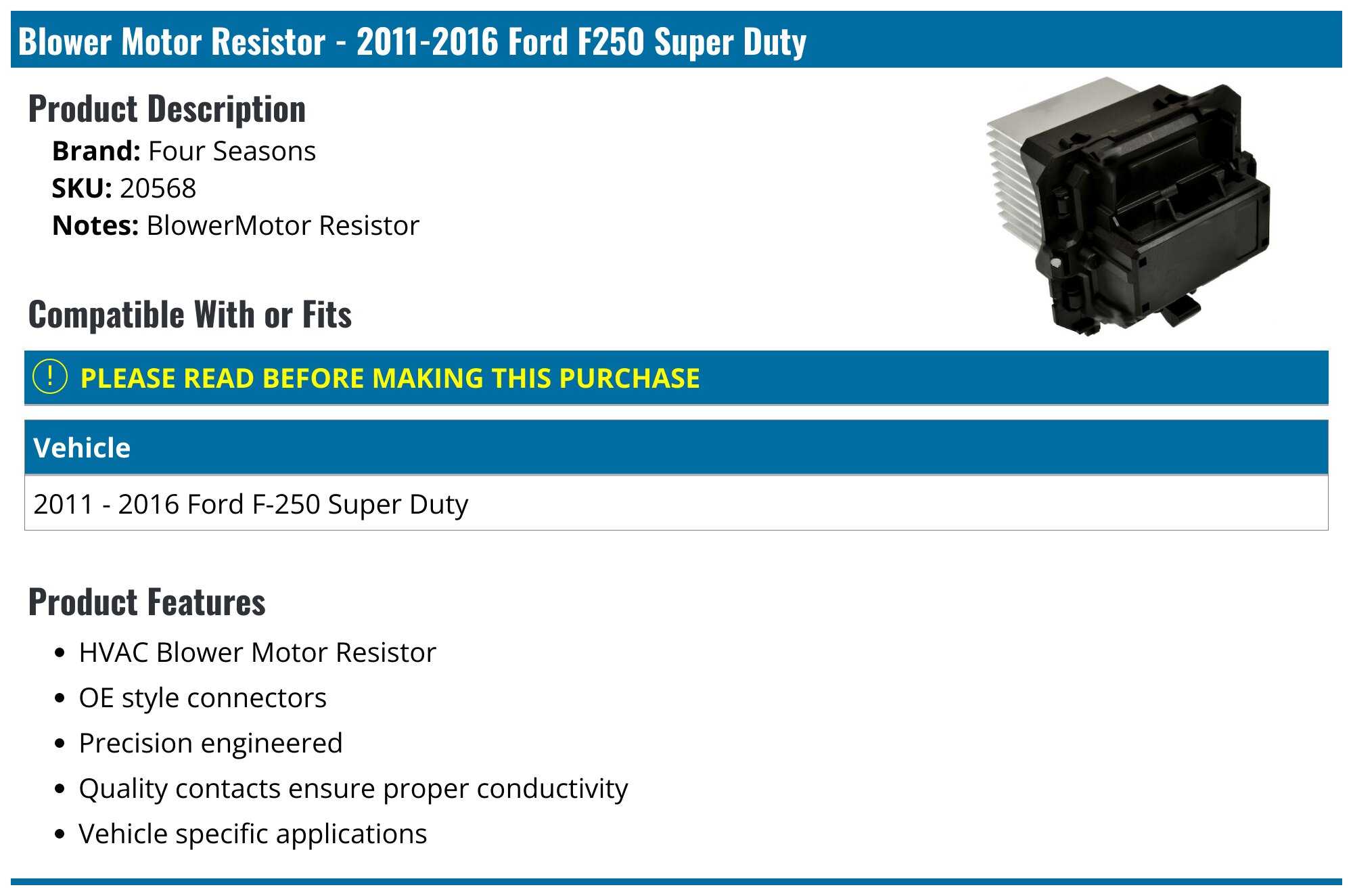 Motorcraft YH-1828 – Interruttore Motore Ventilatore A/C Per Ford, Lincoln, Mercury | Ricambio Originale HVAC