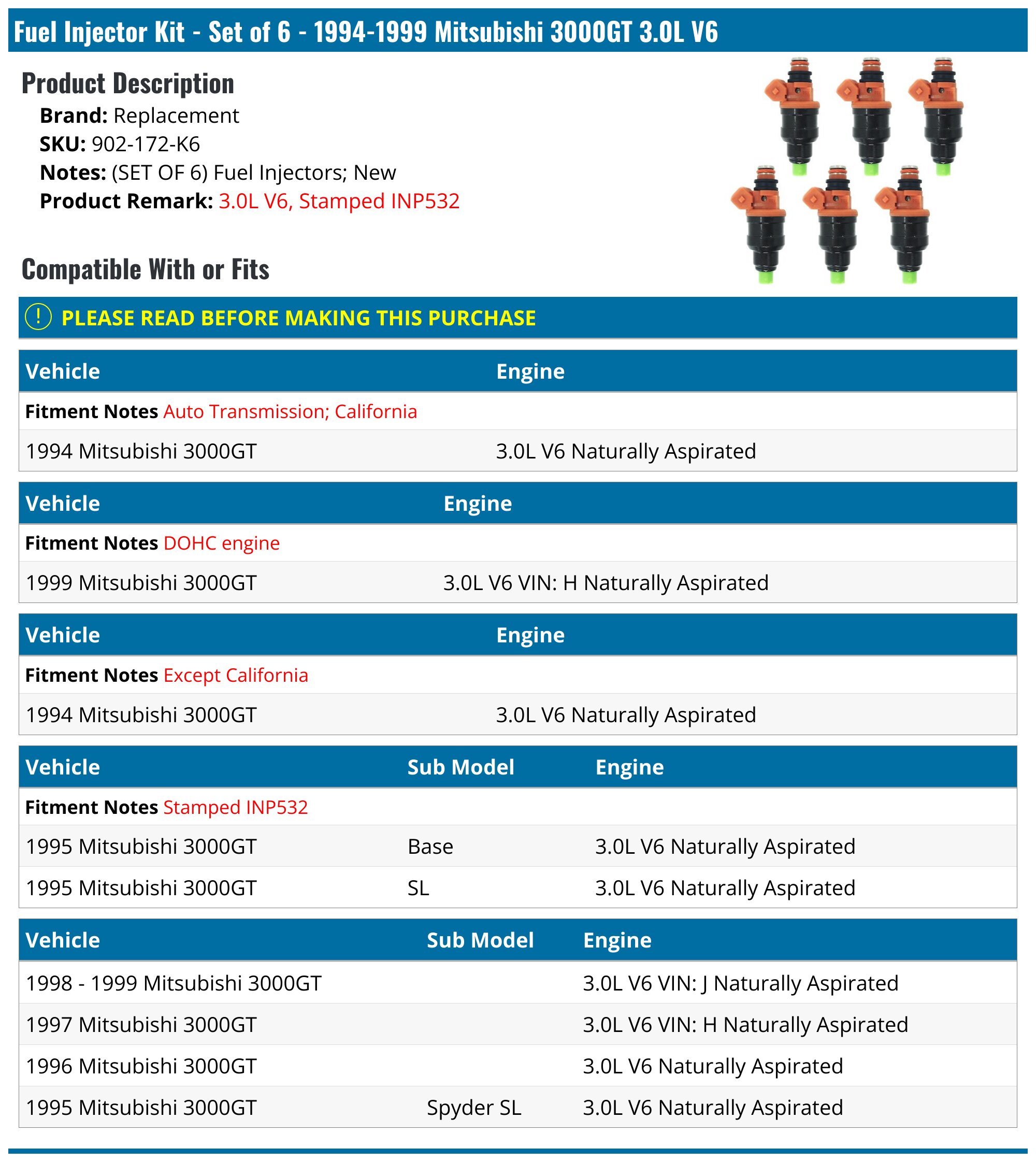 4x Nikki OEM Fuel Injectors For 2001-2005 Mitsubishi Eclipse 2.4L – Remanufactured, Flow-Matched Options, Lifetime Warranty