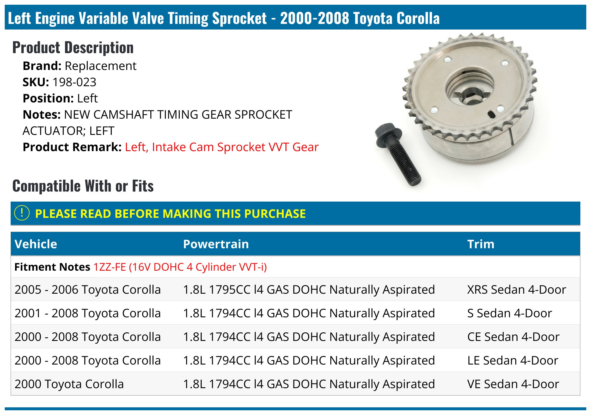 Empacadura Tapa Valvula Valve Cover Gasket Set For Toyota Corolla - Foto 5