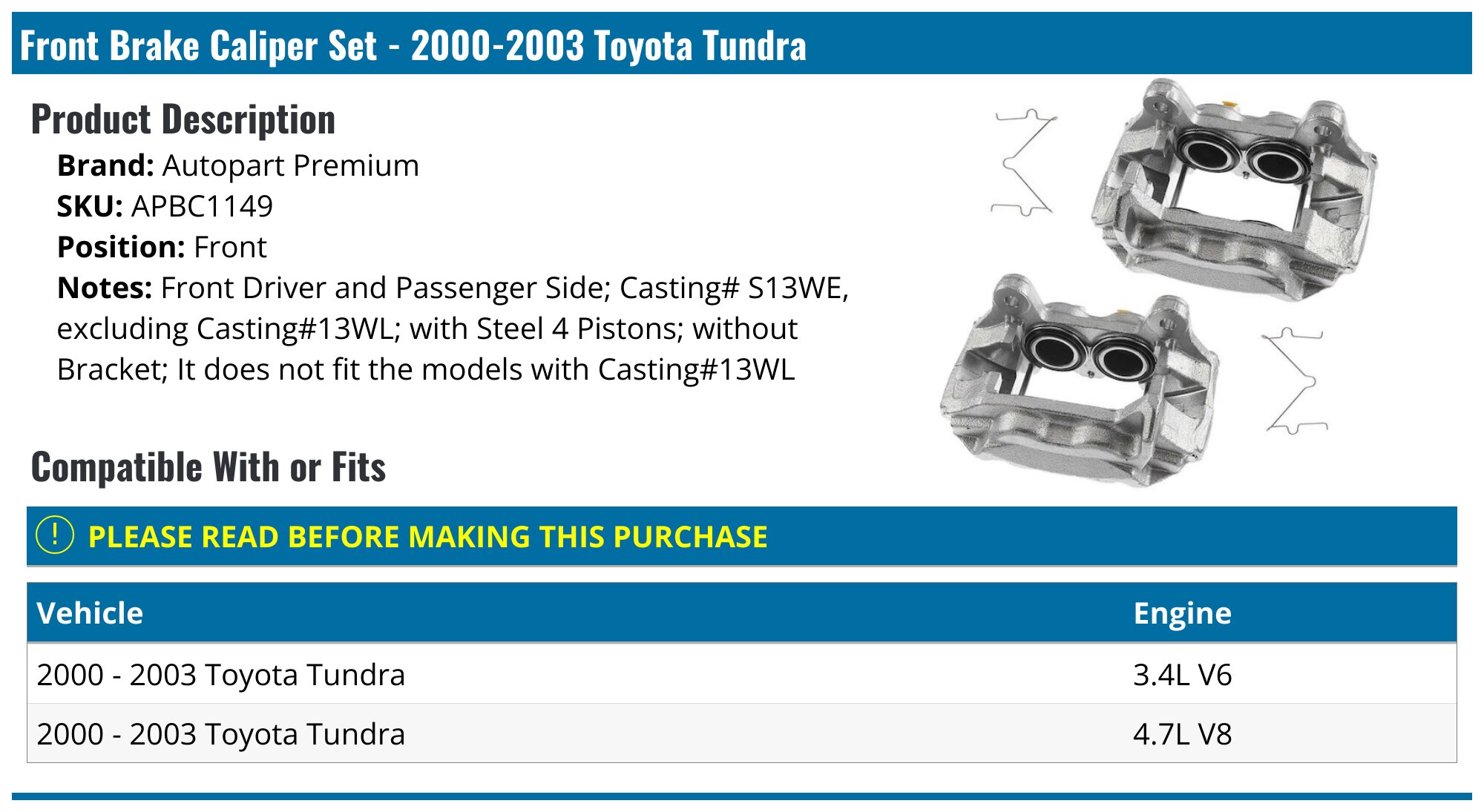 Genuine Front Brake Caliper Bolt – Fits 2000-2006 Toyota Tundra (Part Z141YJ)