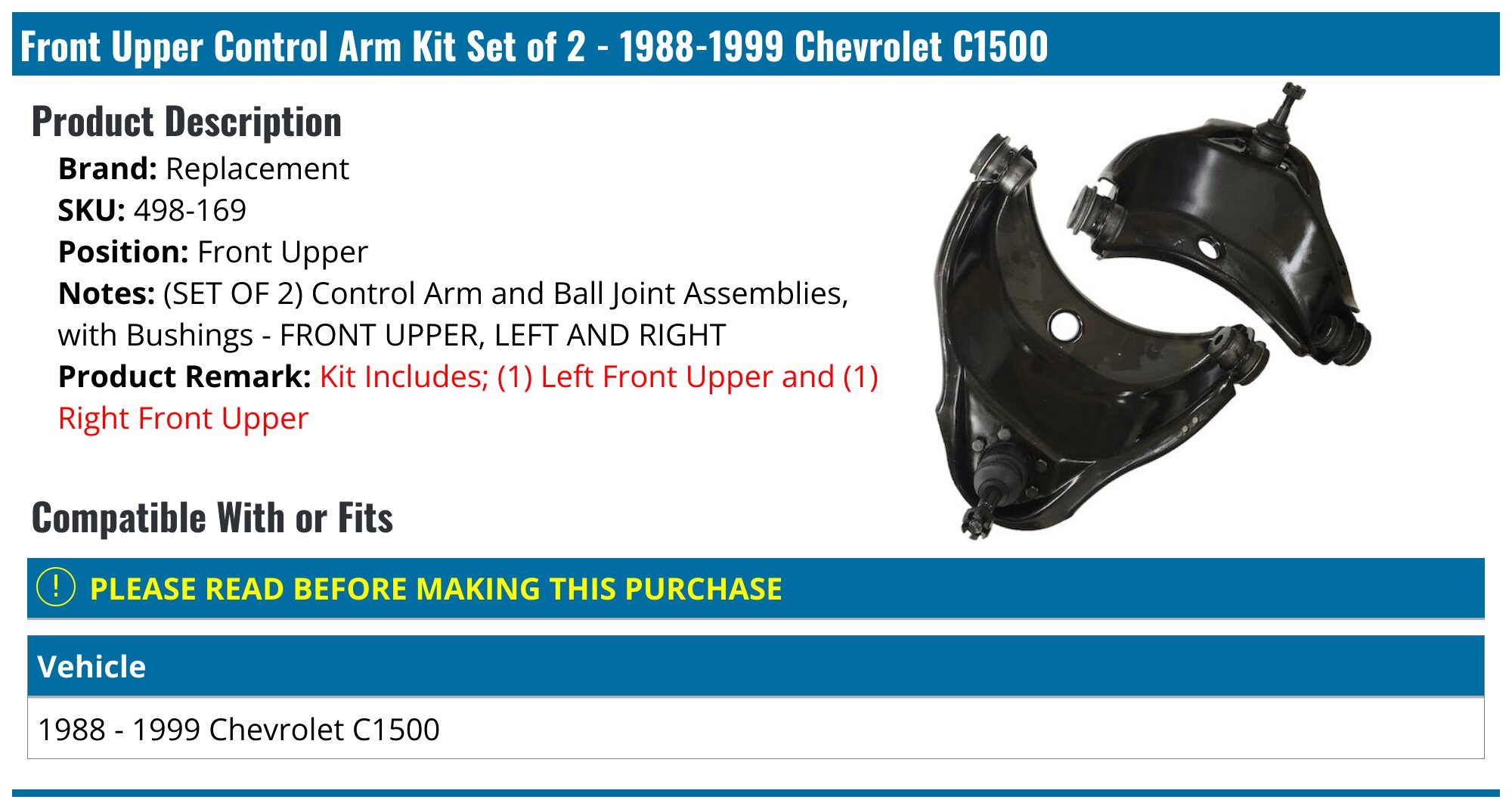 CHEVROLET C1500 Control Arms - Summit Racing