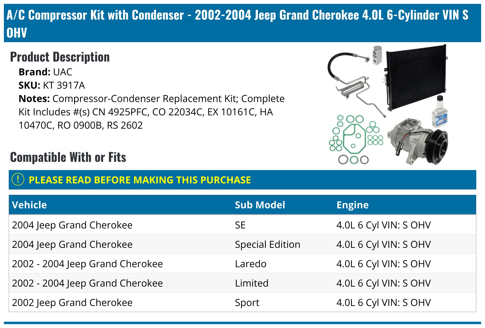 OEM 14-21 Jeep Cherokee AC Compressor – 197314 – Fits 2.4L & 3.2L, Pulled From Working Vehicles, 30-Day Warranty
