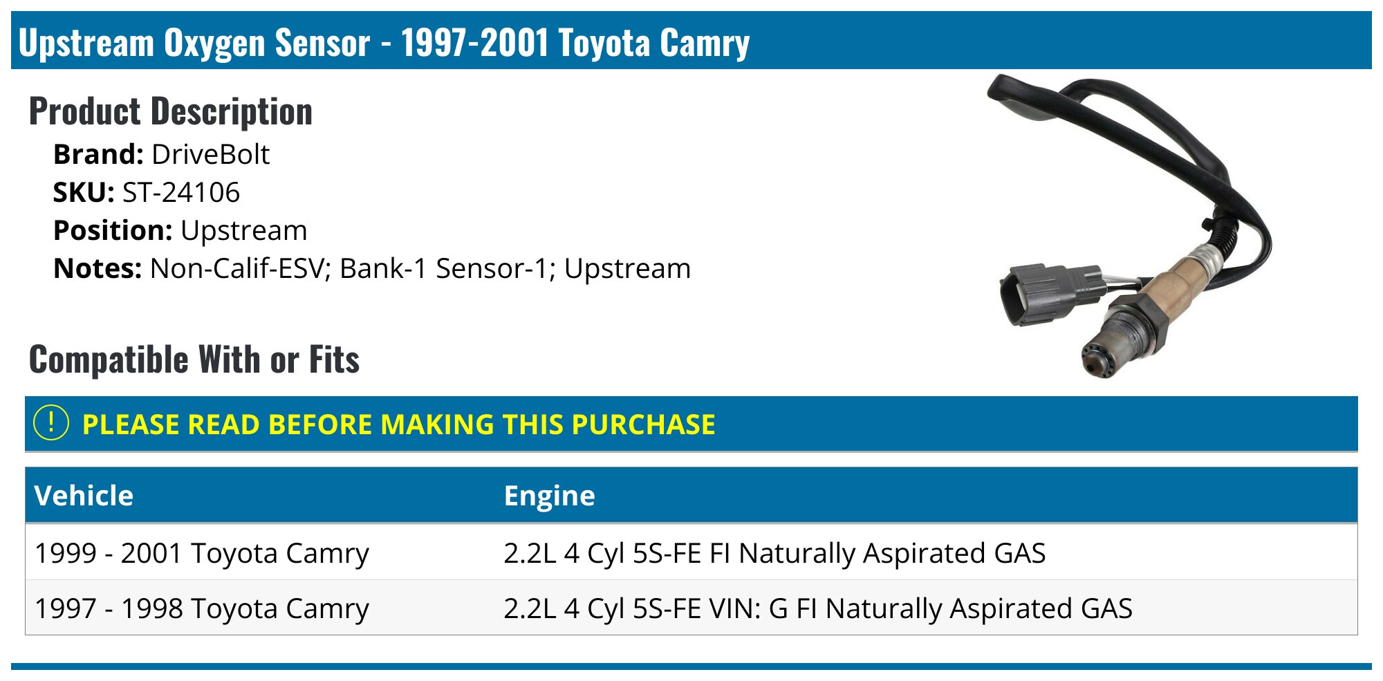 2pcs Upstream Downstream O2 02 Oxygen Sensor for 2004-2006 Toyota Camry 2.4L