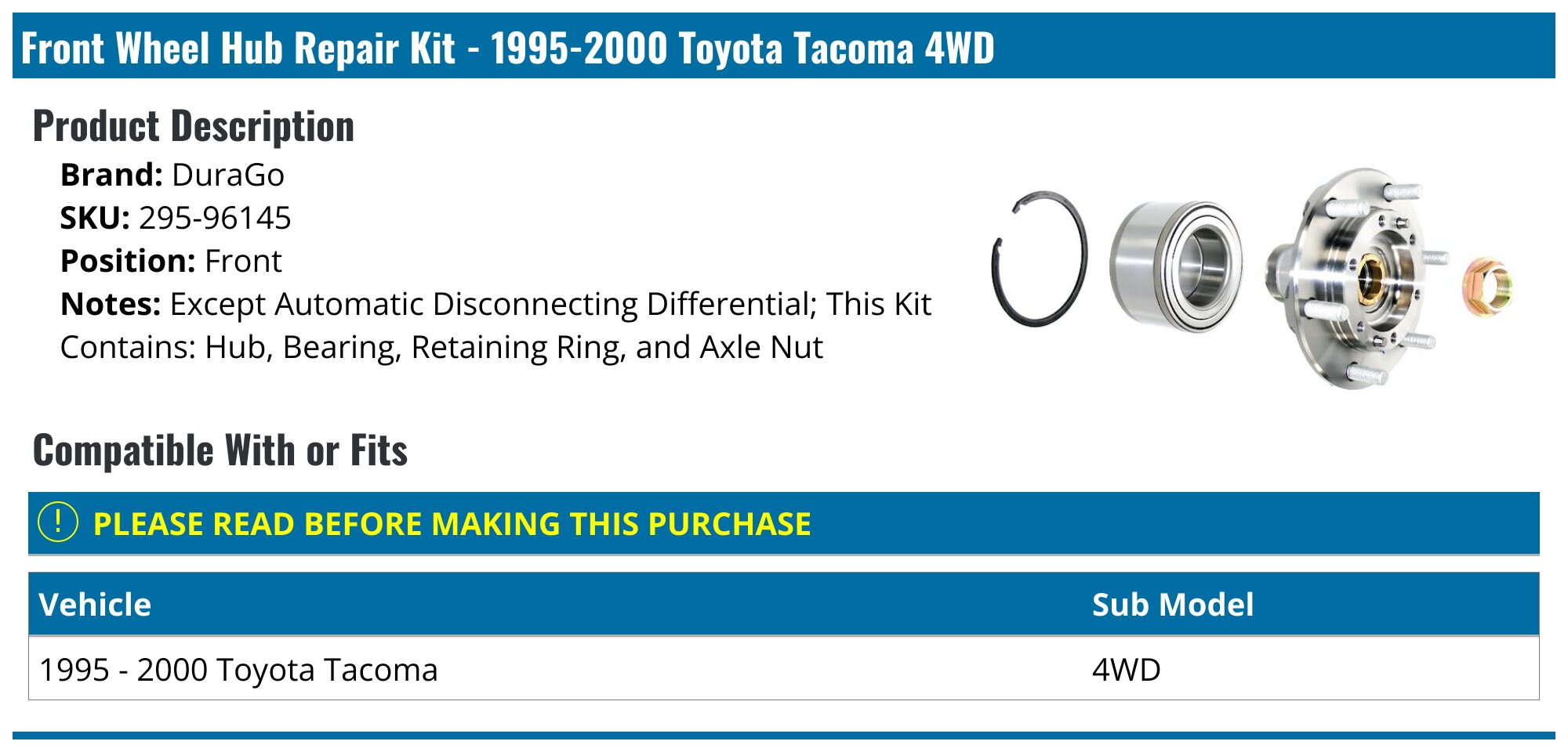 Webster Auto Parts Wheel Bearing Retaining Ring – For Pontiac, Scion, Toyota – RET188