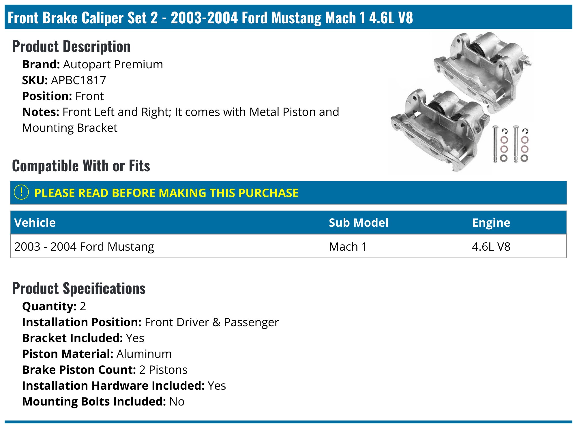 A-Premium Disc Brake Caliper Assembly With Bracket Compatible With Dodge Dakota 2003 2004 Front Left Driver Side