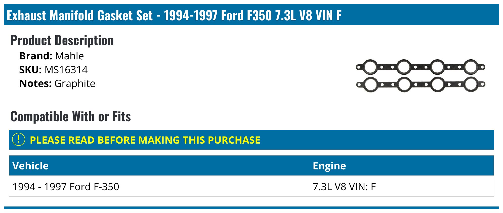 MAHLE MS16259 Engine Intake Manifold Gasket Set