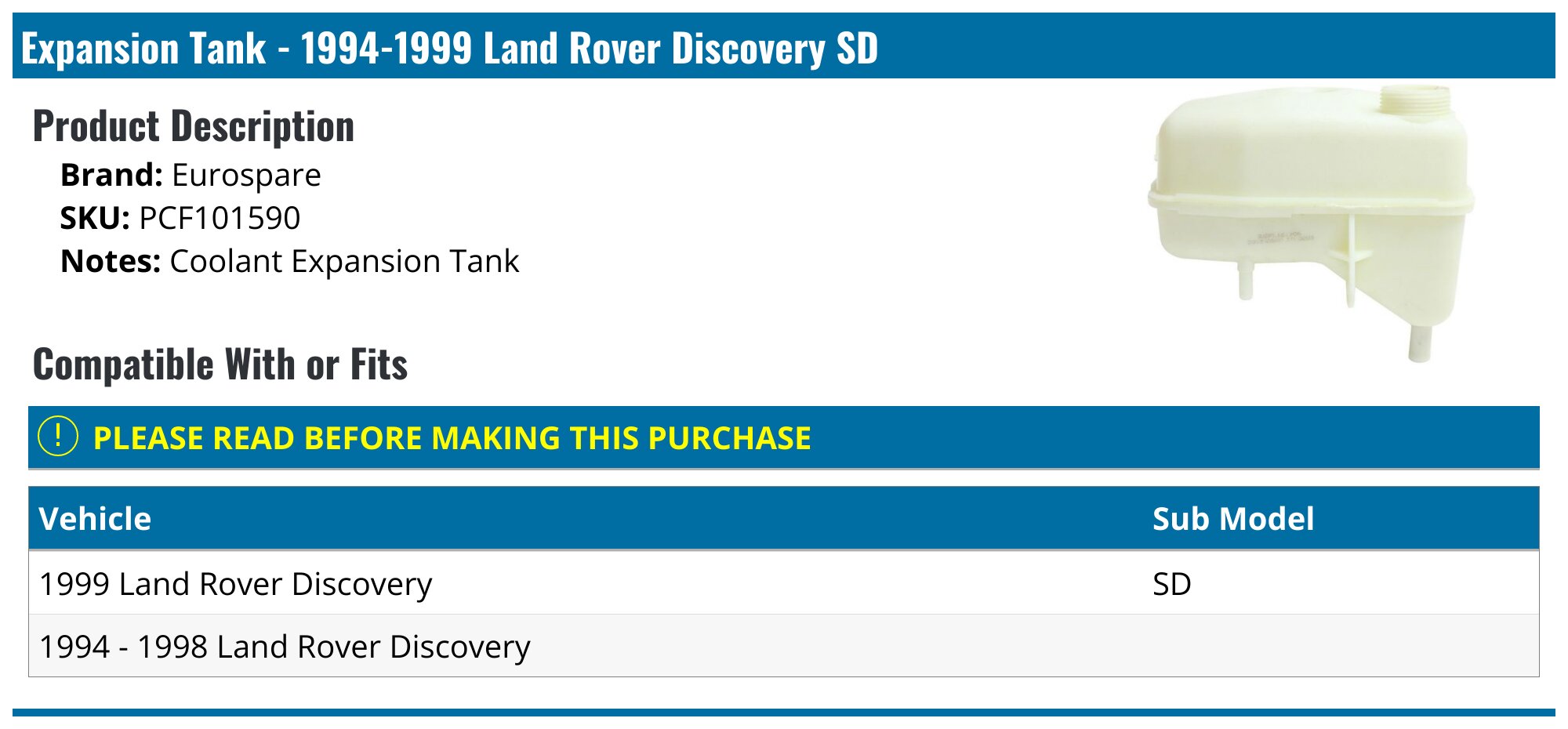 Allmakes Expansion Tank Cap For Land Rover Discovery 1 (1994-1999) - OE Spec NTC7161