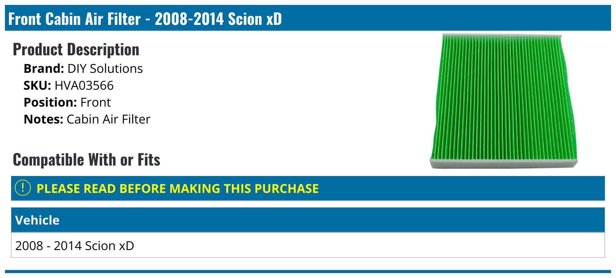 BMC 03-07 Scion XA 1.5L Replacement Panel Air Filter main image 1