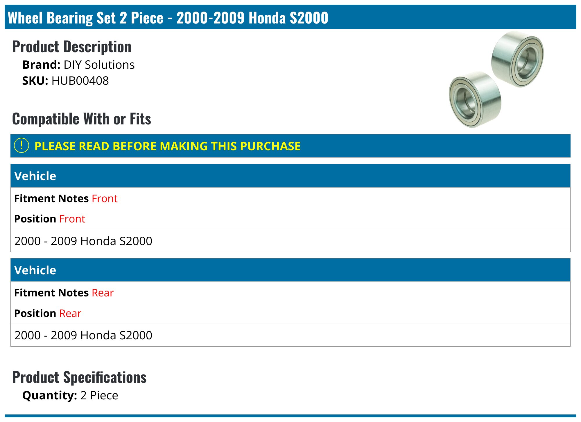 Detroit Axle Front Rear Wheel Hub & Bearings Kit Assembly for 2013 2014