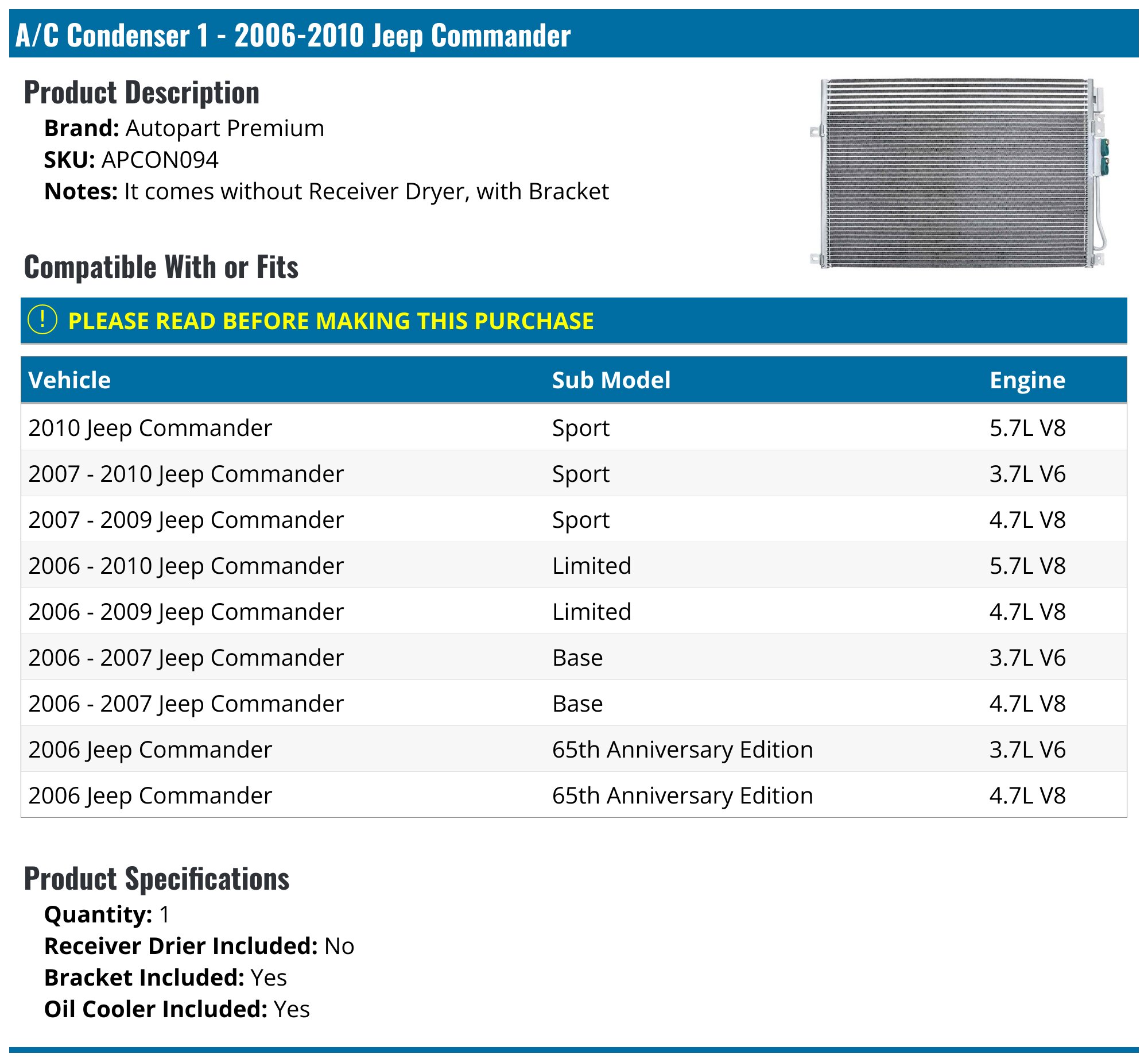 OEM Replacement Evaporator A/C Evaporator Core Replacement For Jeep Grand Cherokee & Commander 2005-2010 AC Evaporator
