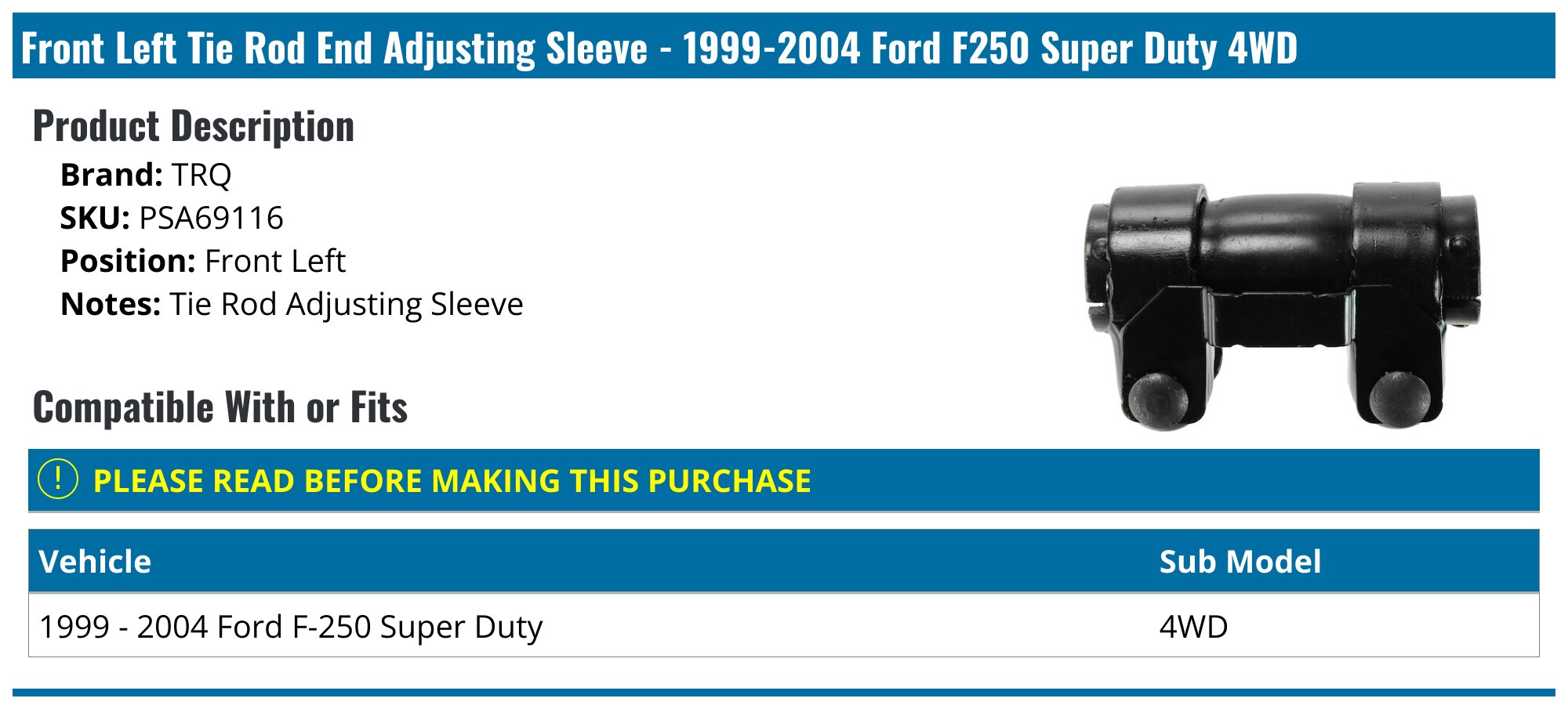 Tie Rod End Adjusting Sleeve - 2011 Ford F-350 Super Duty | O'Reilly Auto Parts