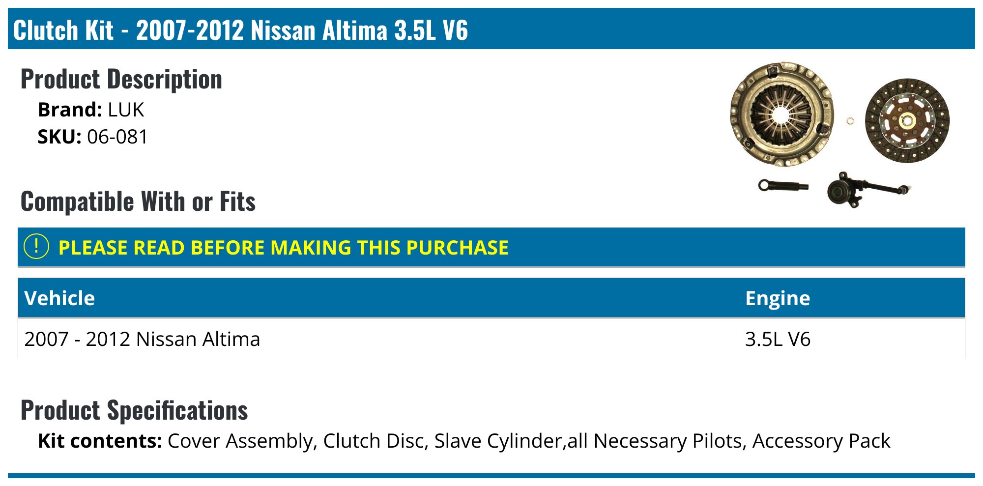 Complete Transmission Clutch Kit For Nissan Juke 2011-2017 & Sentra 2017-2019 - 1.6L Turbo ONLY - 21 Spline