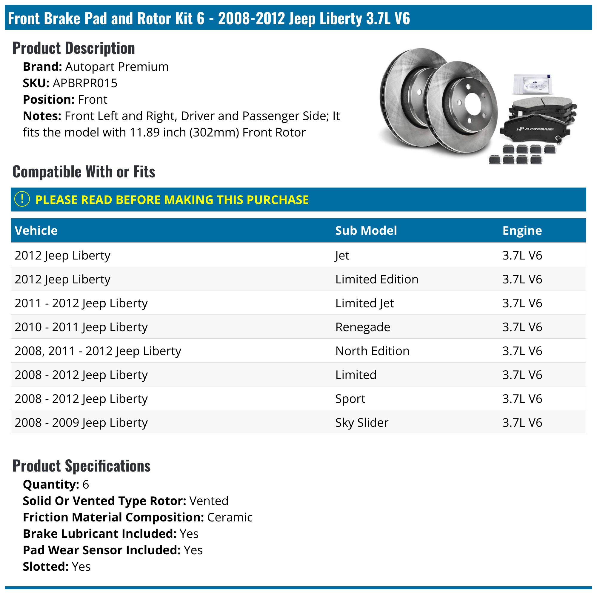 For 2008-2012 Jeep Liberty Brake Rotor Front AC Delco 13443SBBC 2009 For 2008-2012 Jeep Liberty Brake Rotor Front AC Delco 13443SBBC 2009