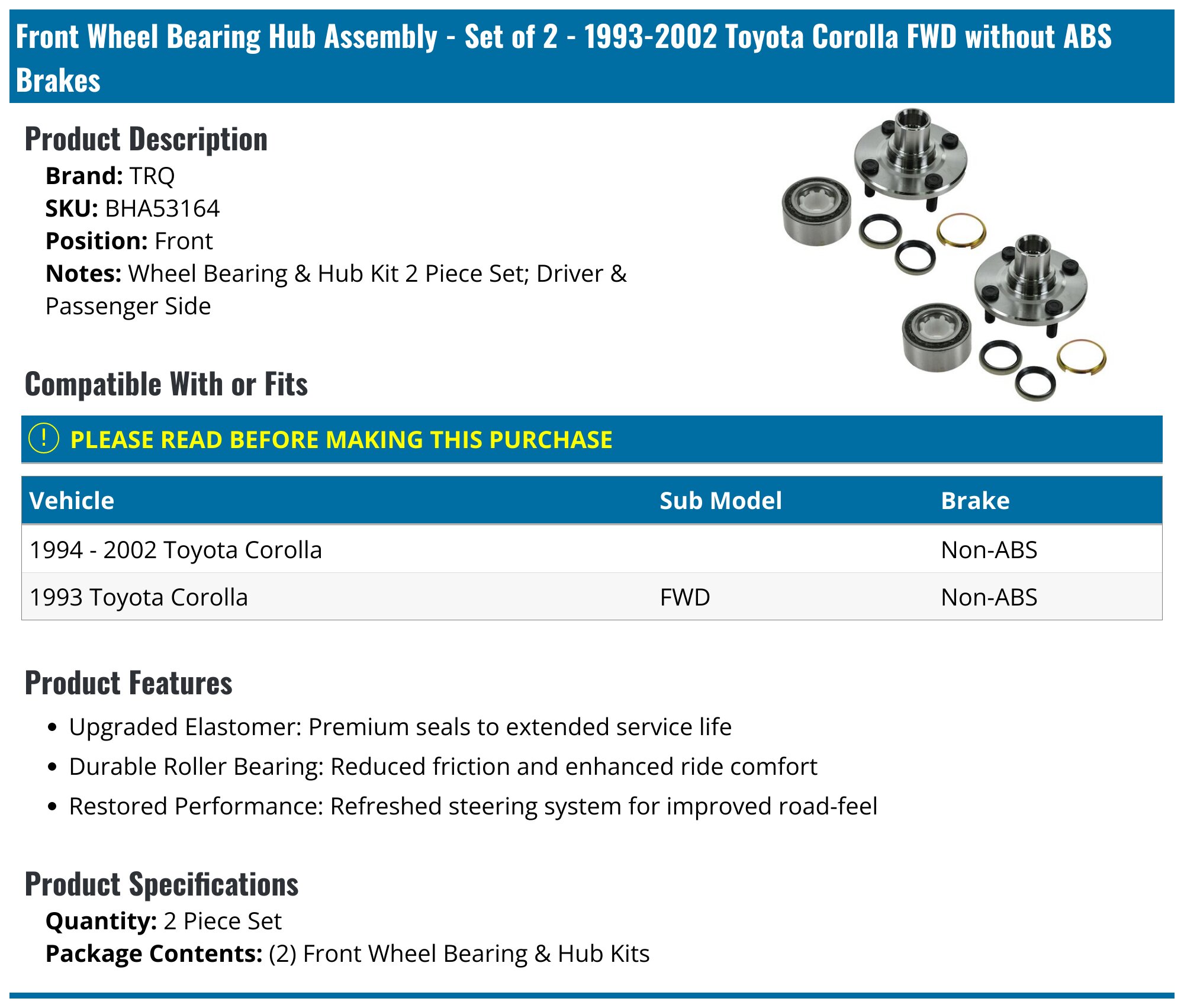National 510070 Wheel Bearing Fits select: 2003-2019 TOYOTA COROLLA, 2005-2010 TOYOTA SCION TC