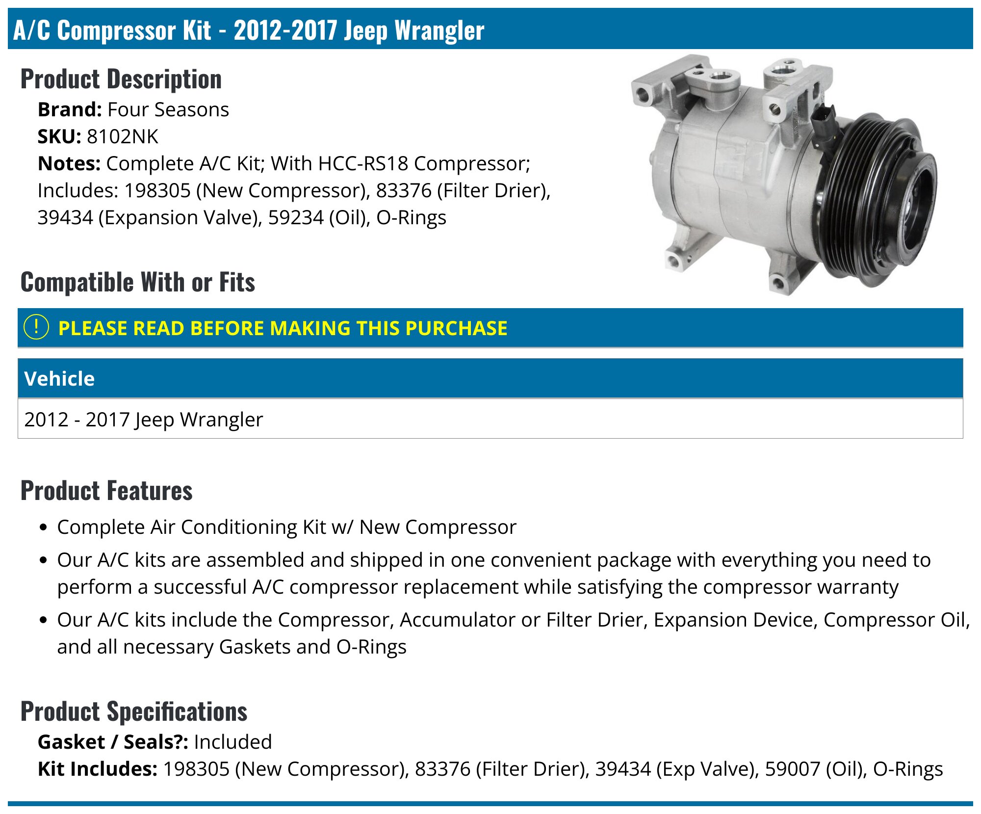 Radiator & AC Condenser Cooling Kit For 2012-2017 Jeep